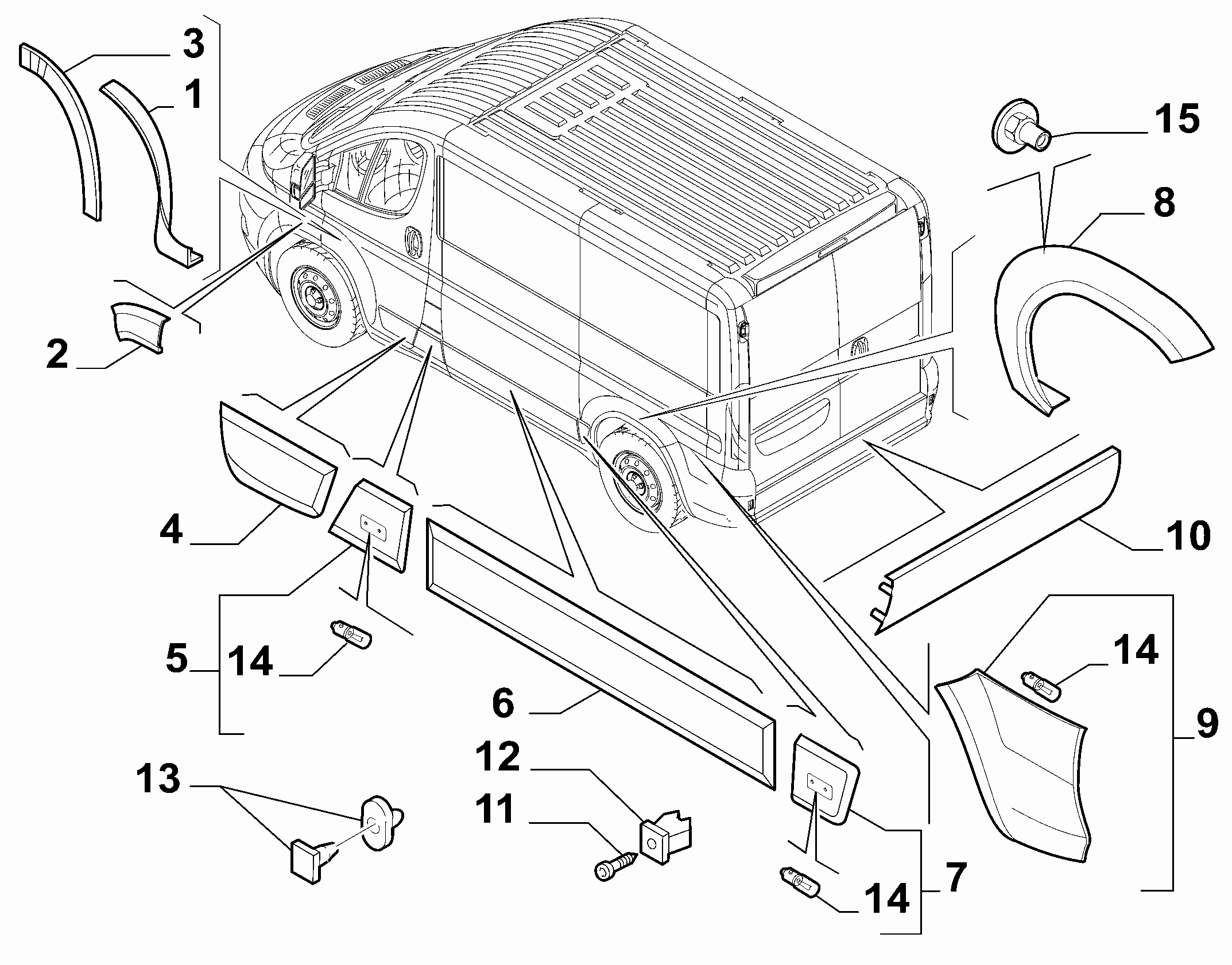 70712-060 DOOR AREA AND OUTER SIDE MOULDINGS (PILLARS EXCLUDED)