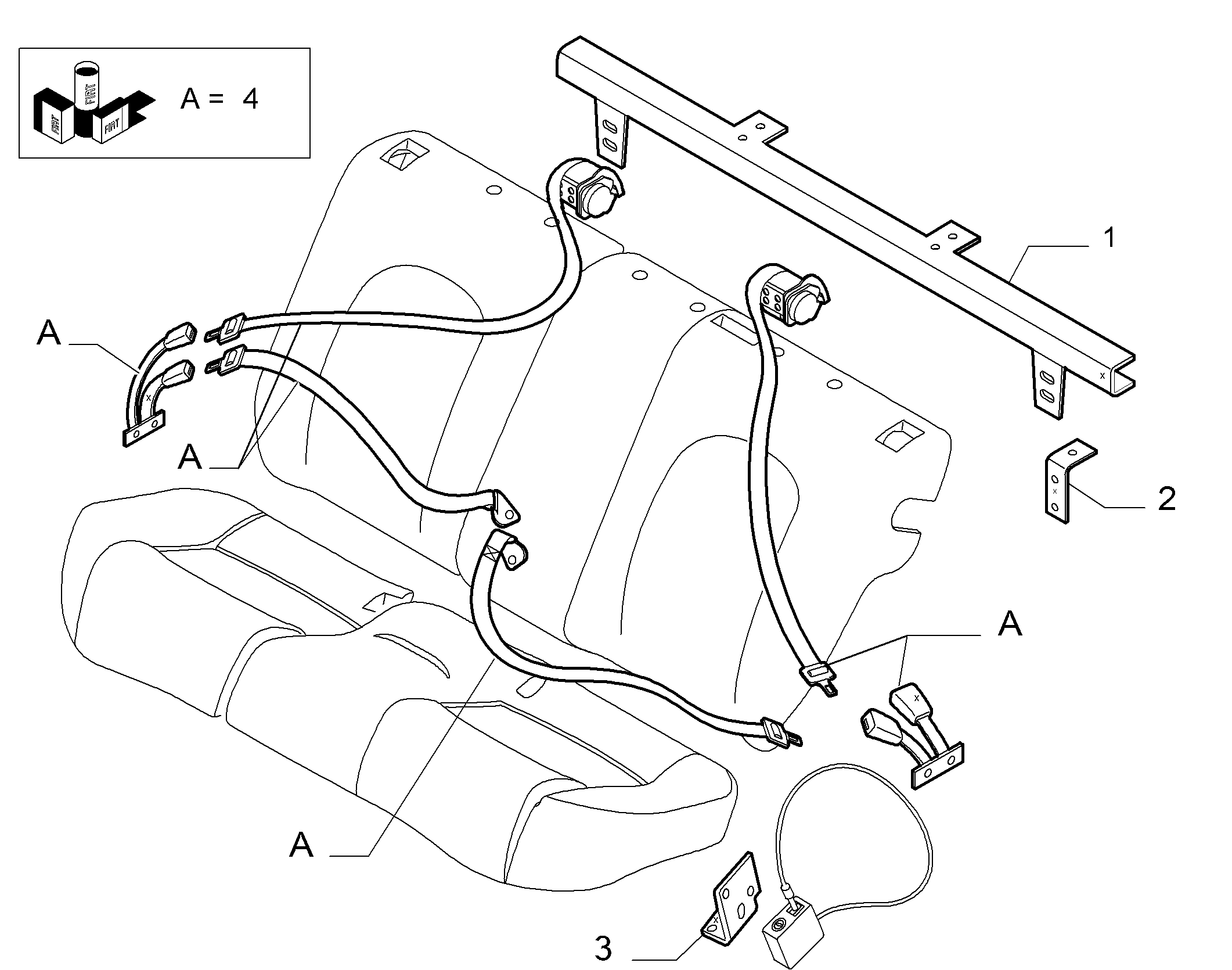 70527-020 REAR SEAT BELTS