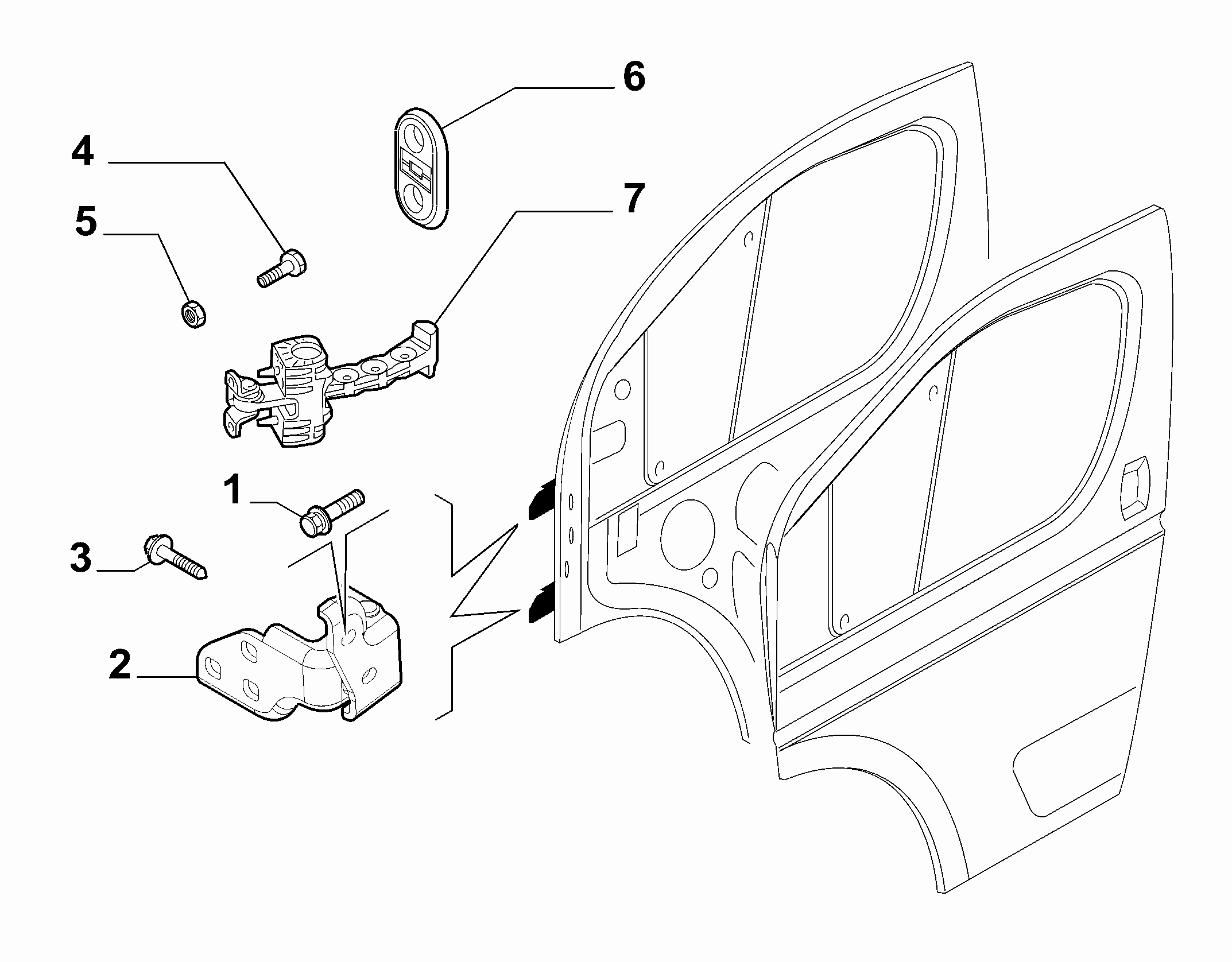 70129-020 FRONT SIDE DOOR HINGE AND SCREW