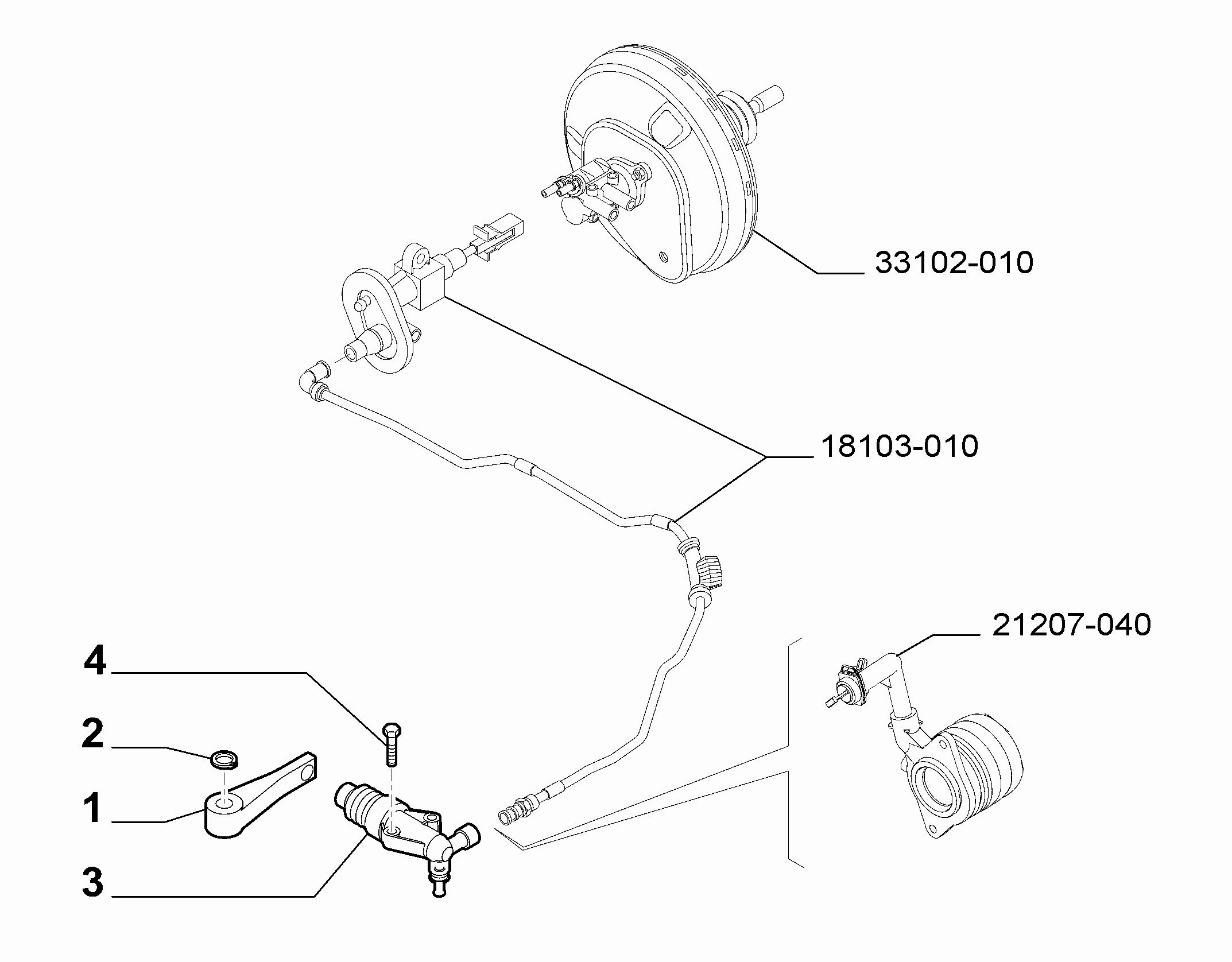 18103-020 CLUTCH LEVER CYLINDER AND HOSE