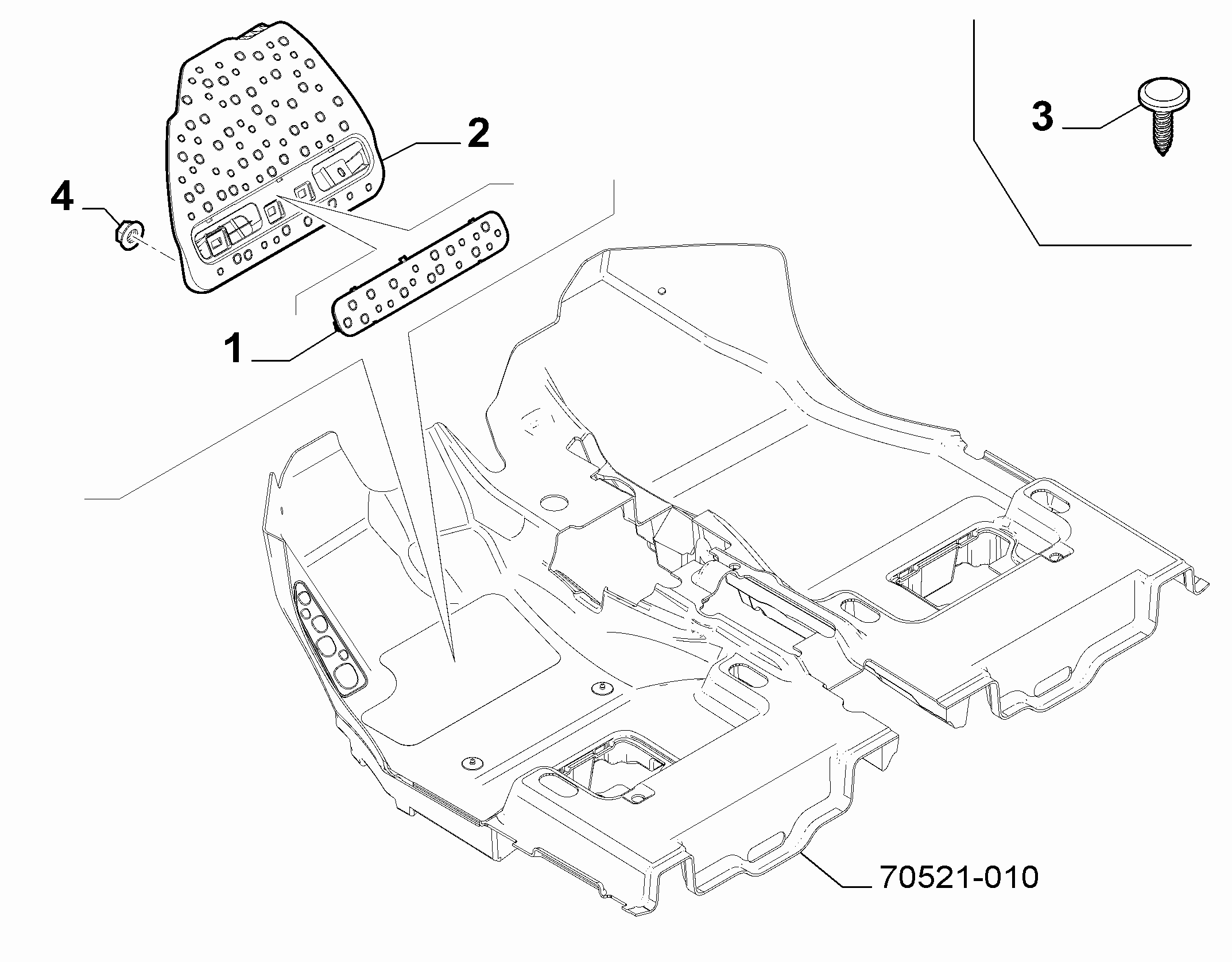 70521-030 PASSENGER COMPARTMENT MAT FASTENERS AND ACCESSORIES