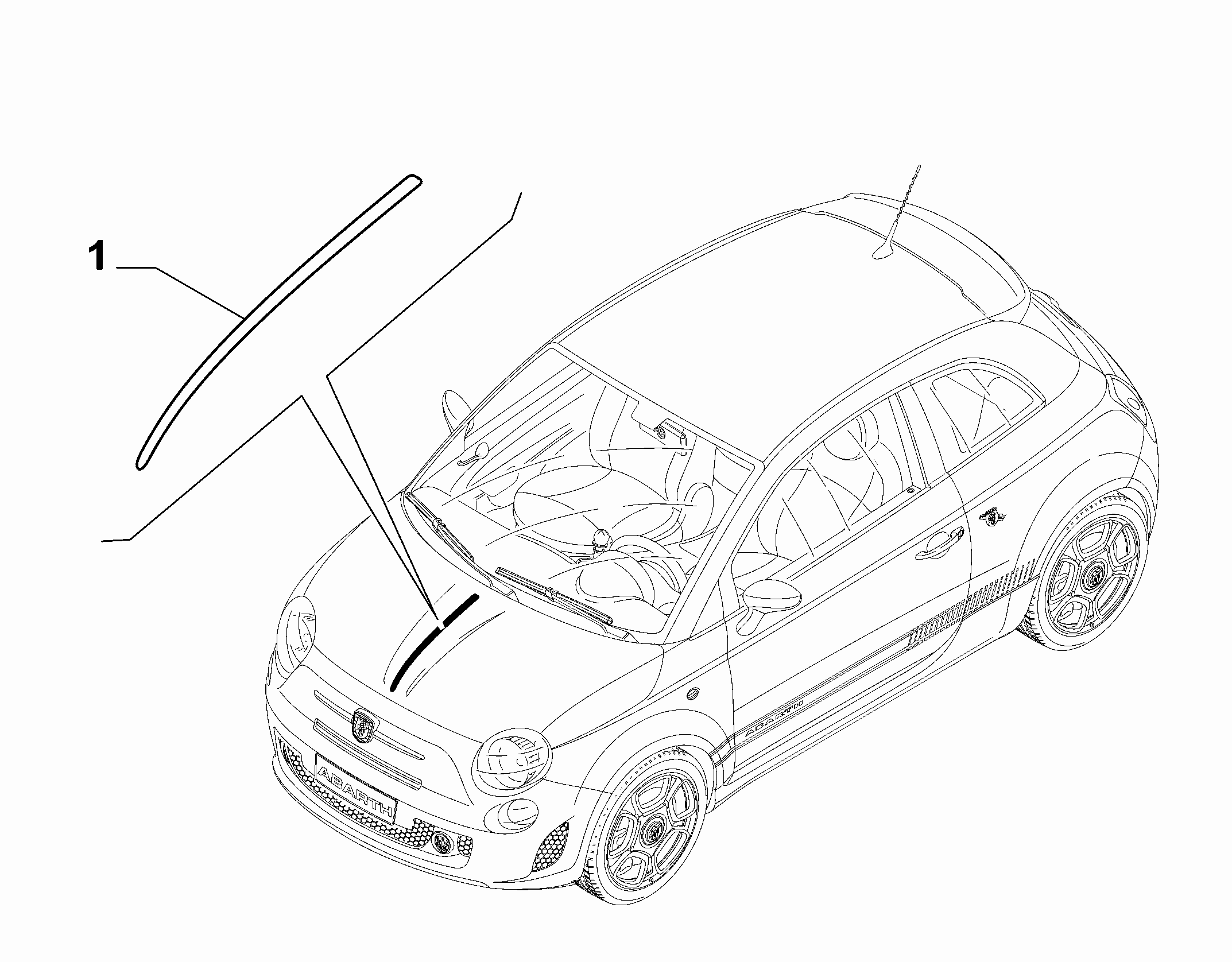 70712-005 OUTER MOUDLINGS AND GASKETS ON CAR BONNET