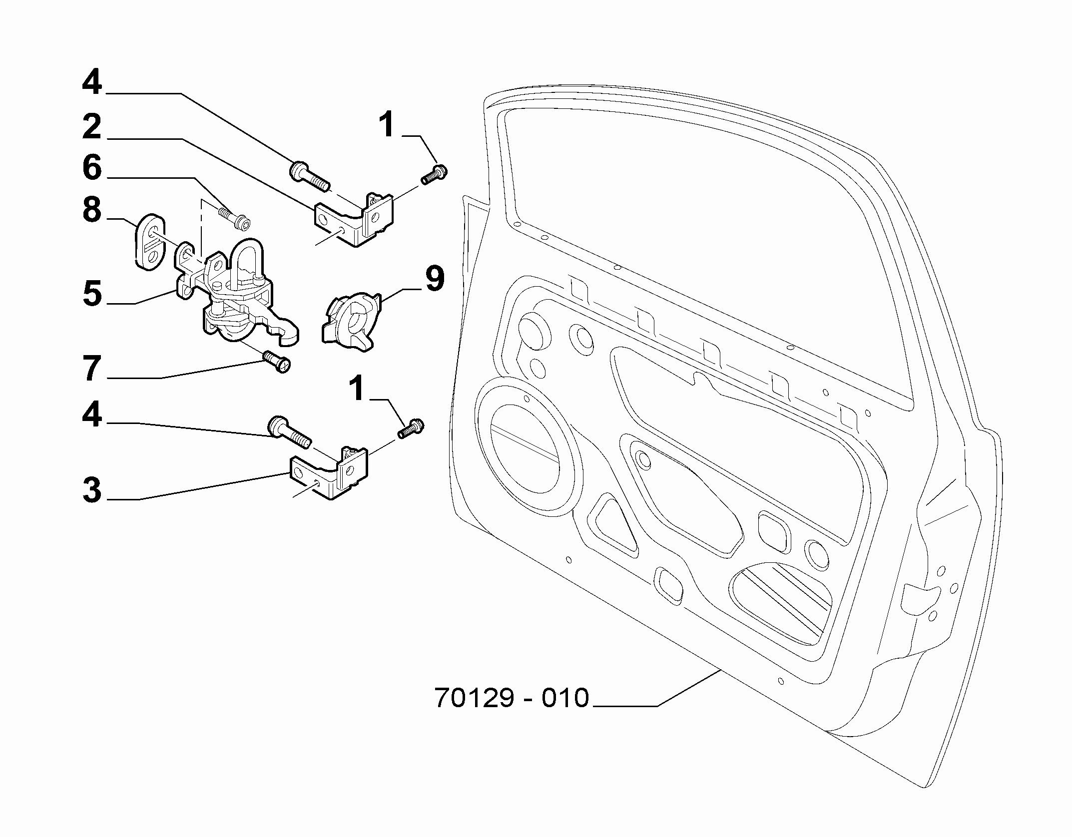70129-020 FRONT SIDE DOOR HINGE AND SCREW