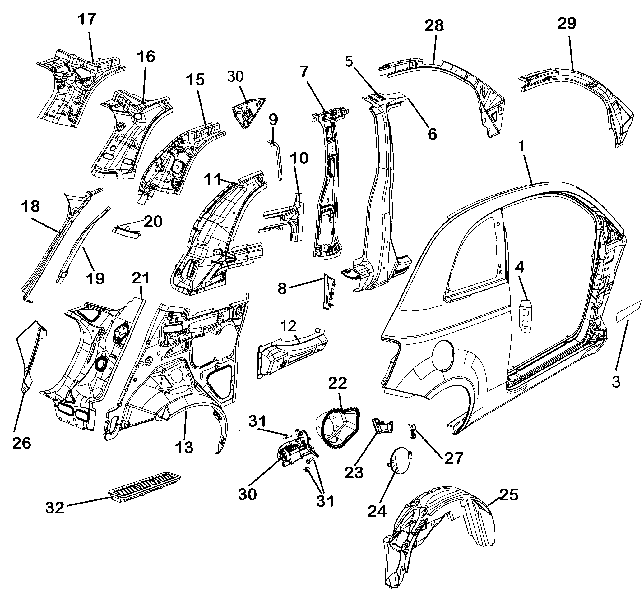 70019-020 REAR AND FRONT BEVELED SIDE FRAME