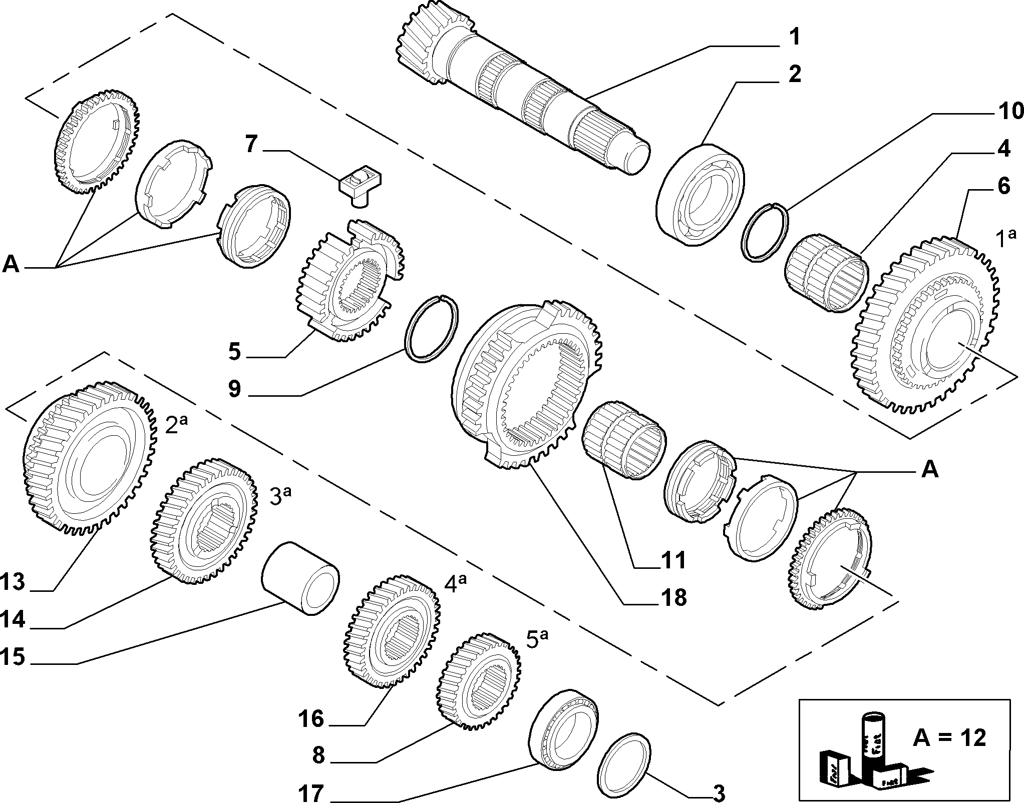 21215-030 SECONDARY SHAFT AND GEAR LEAD