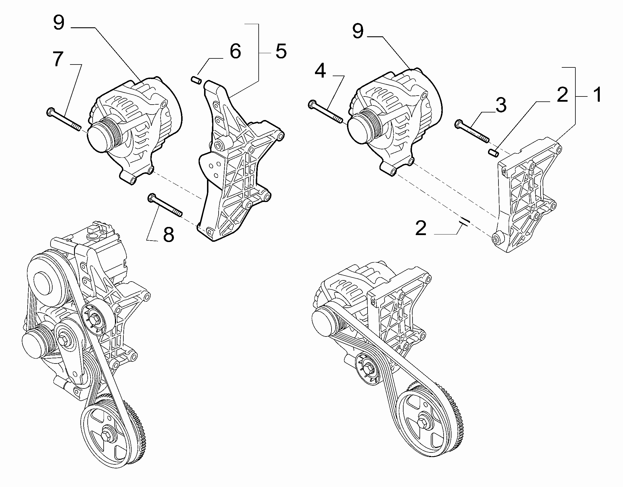 55301-010 ALTERNATOR AND MOUNTING