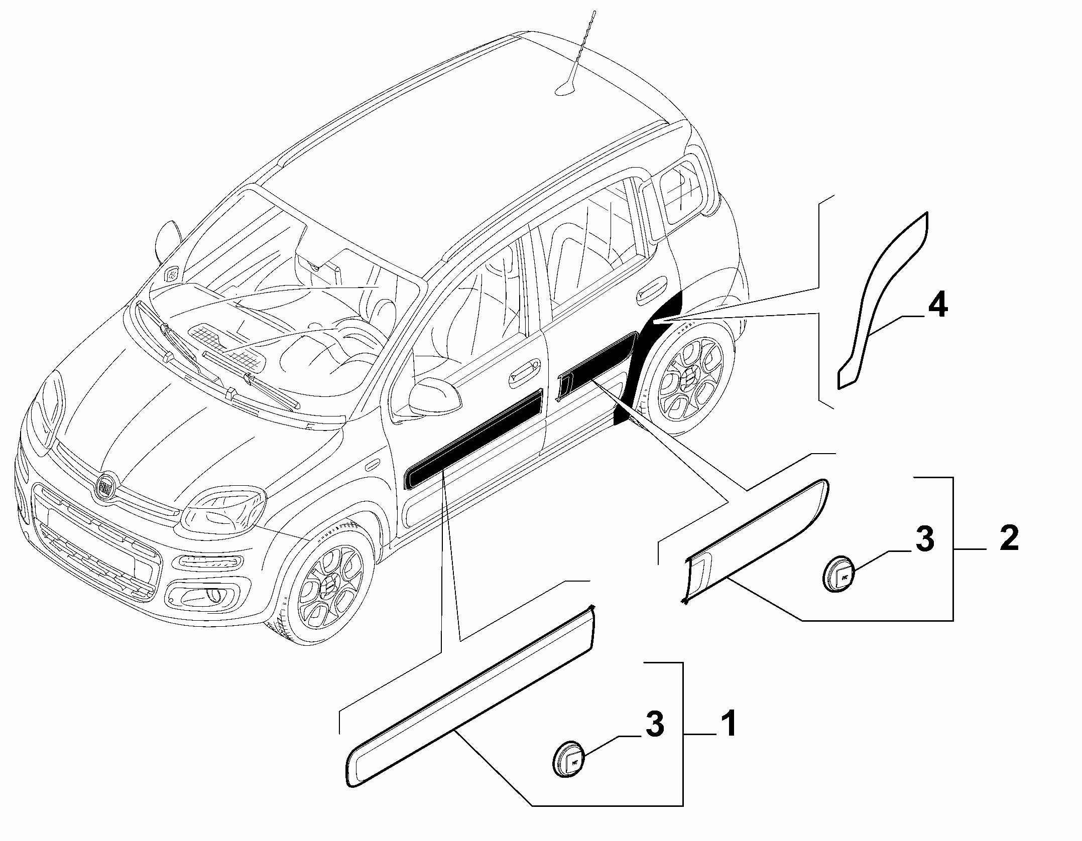 70712-060 DOOR AREA AND OUTER SIDE MOULDINGS (PILLARS EXCLUDED)