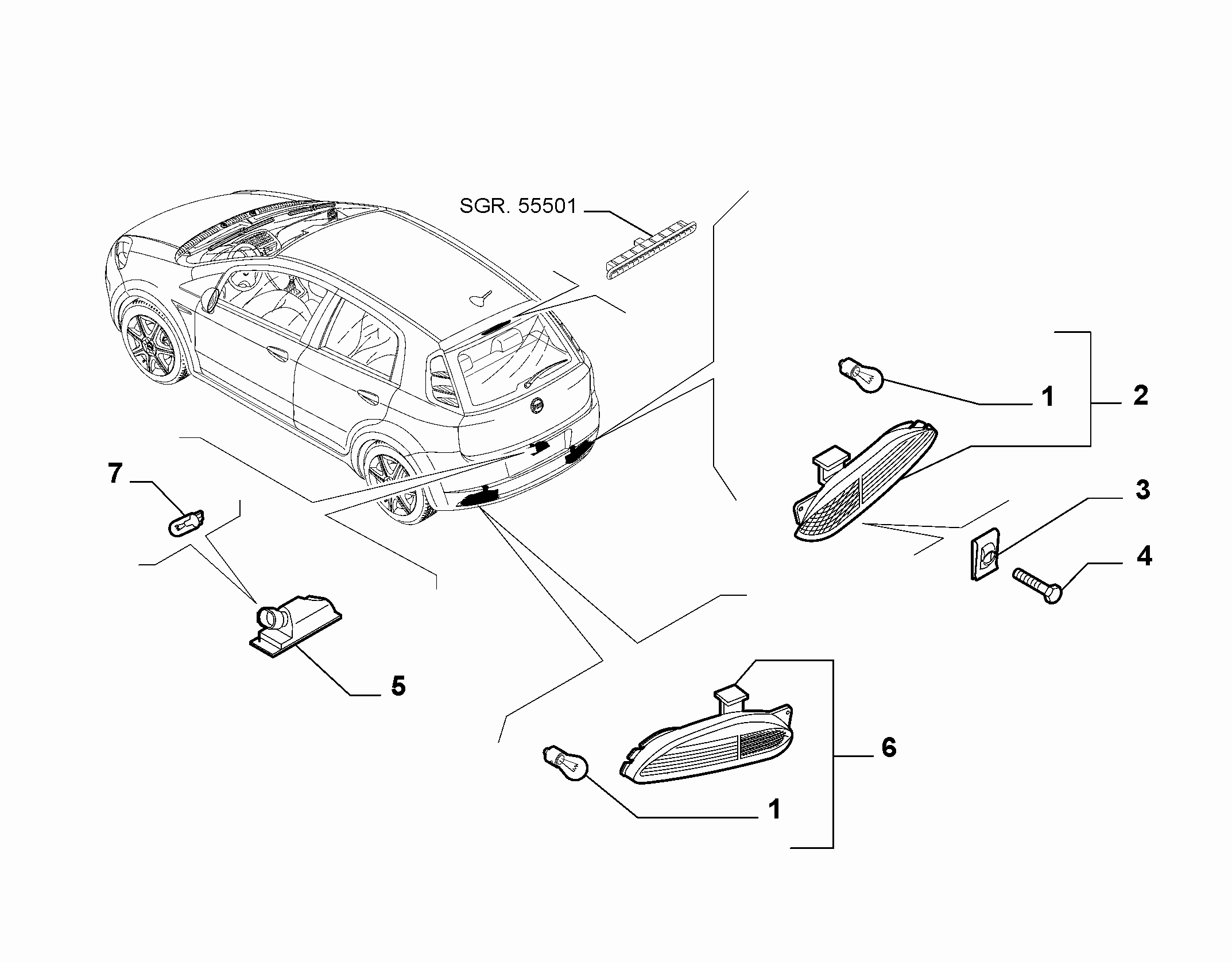 55401-040 REVERSE FOG TAIL LAMP