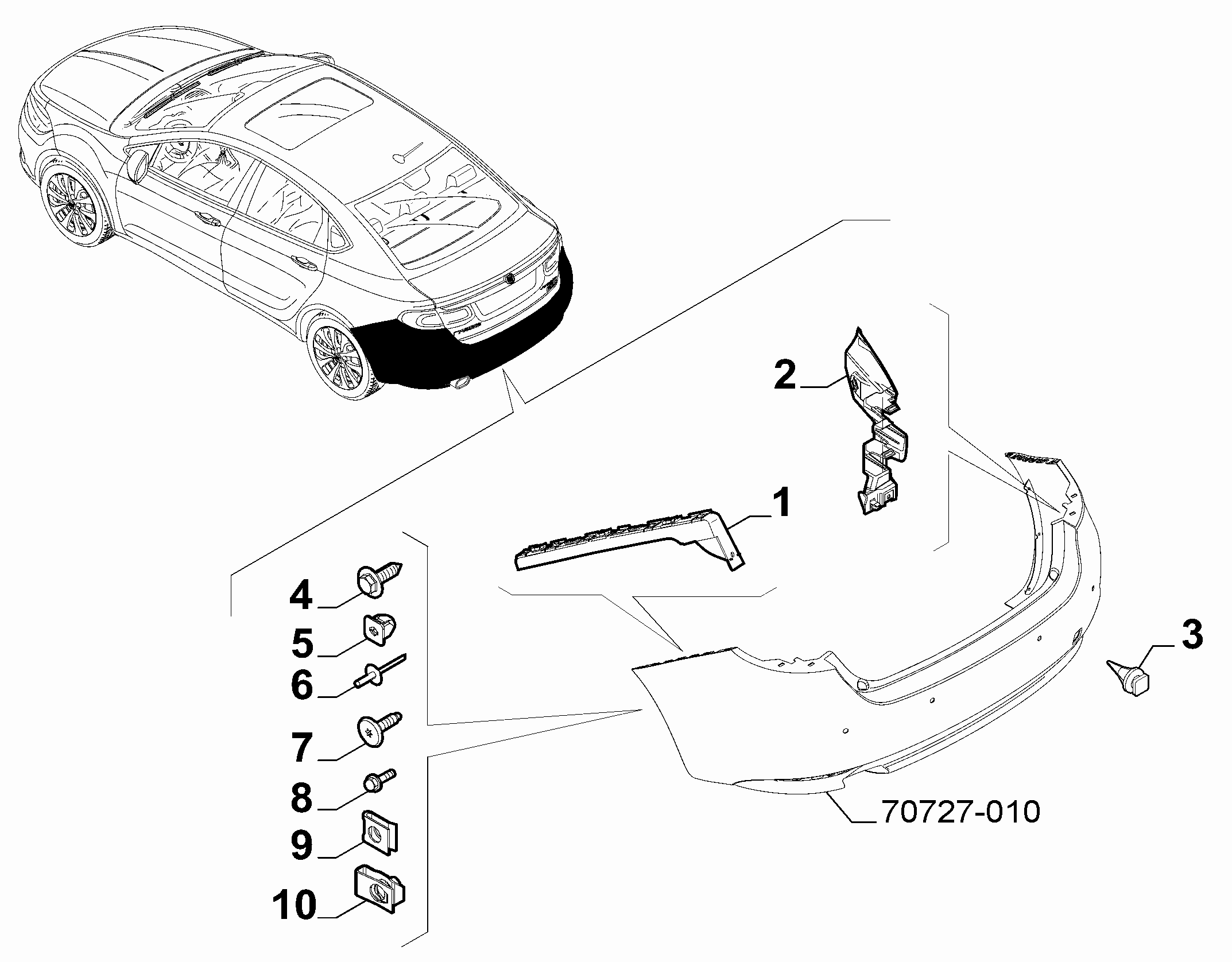 70727-020 REAR BUMPER CLAMPS