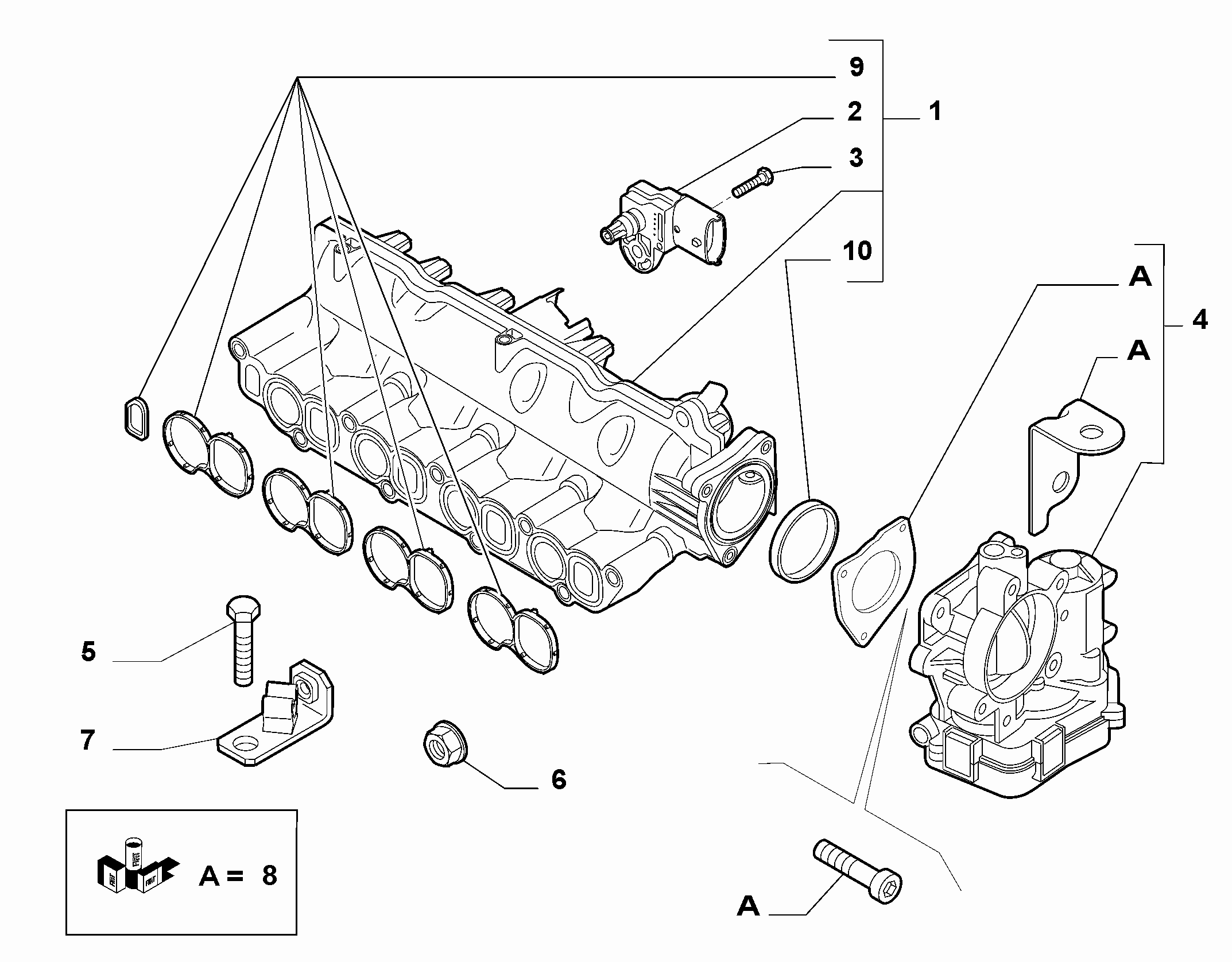 10255-010 INTAKE MANIFOLD AND BUTTERFLY CLIPS