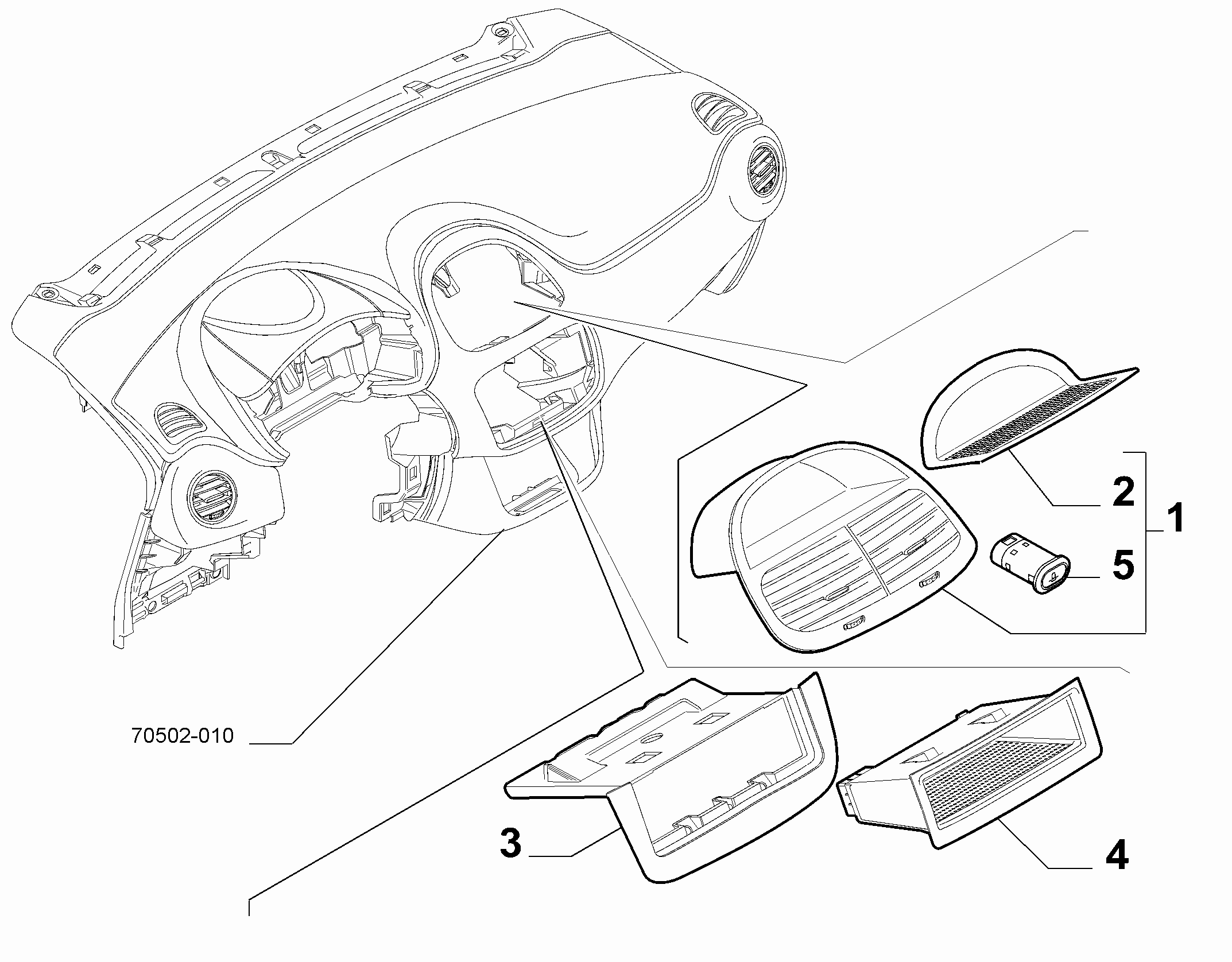 70502-020 DASHBOARD INSTRUMENT HOLDER DIALS