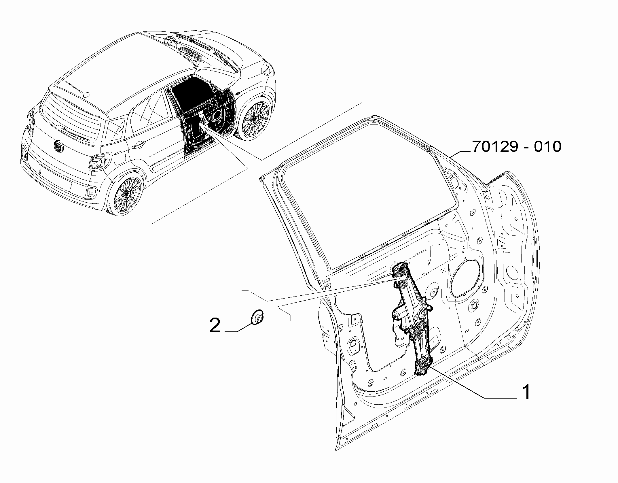 70129-040 FRONT ELECTRIC WINDOW 