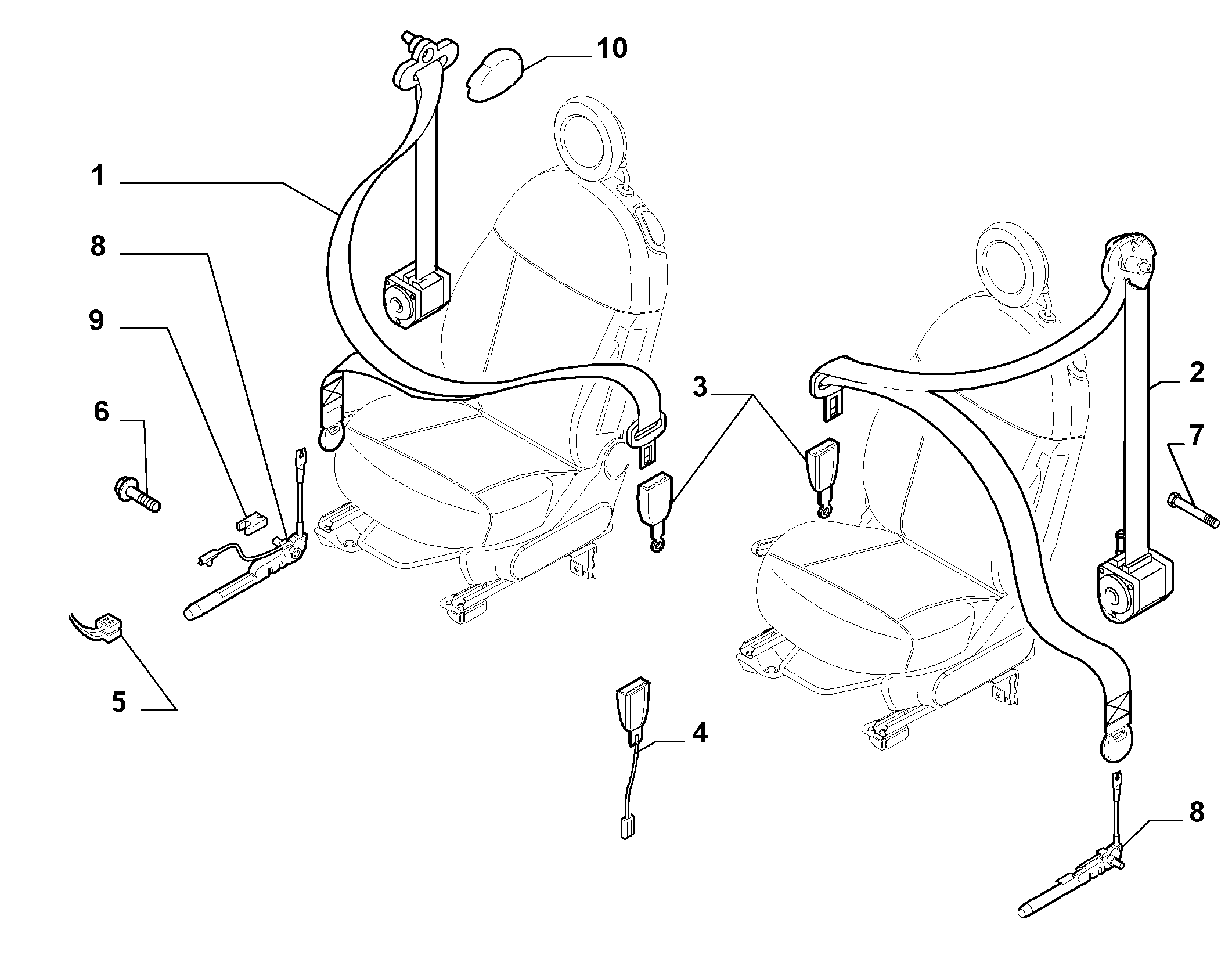 70527-010 FRONT SEAT BELTS