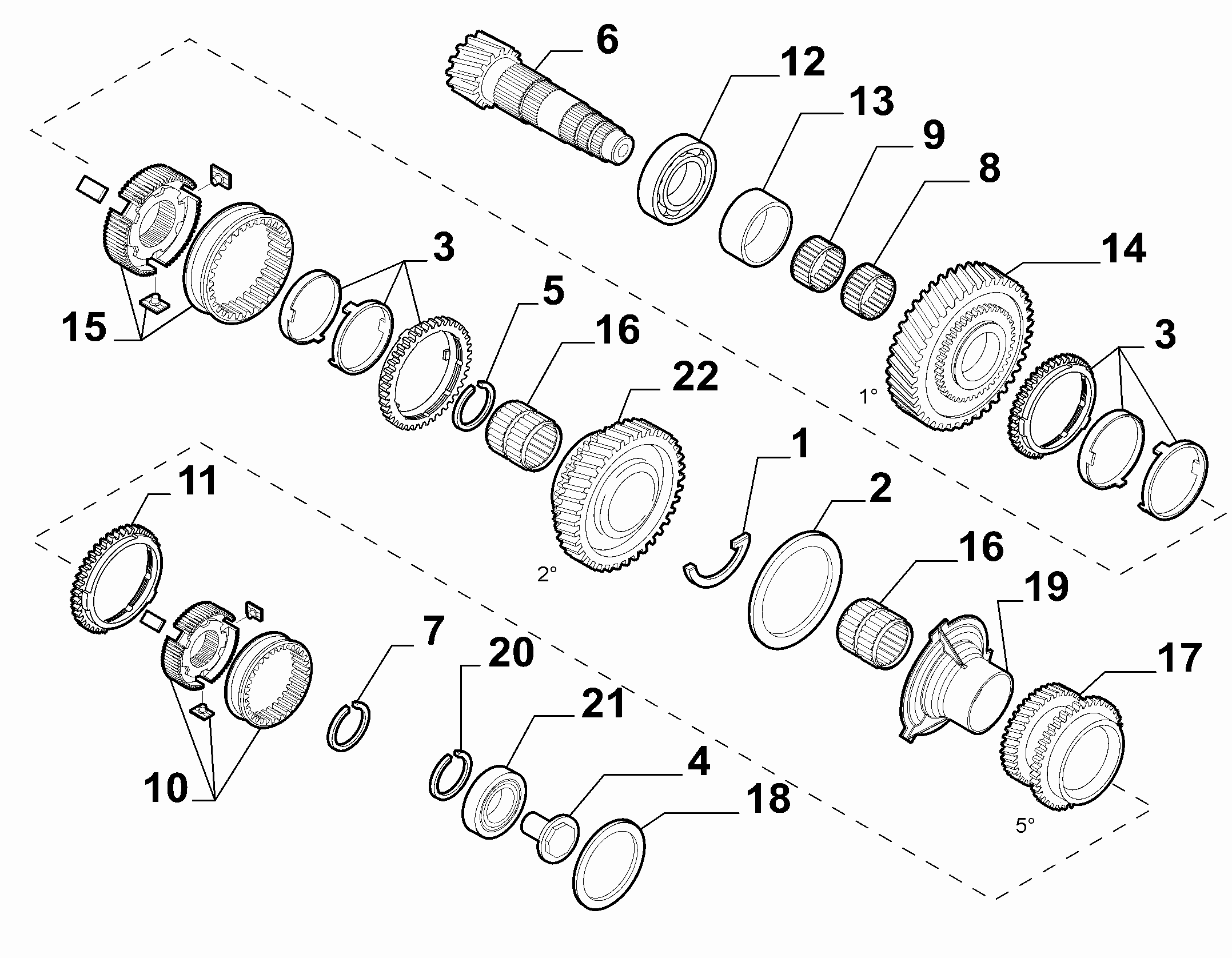 21215-032 LOWER SECONDARY SHAFT AND GEAR LEAD