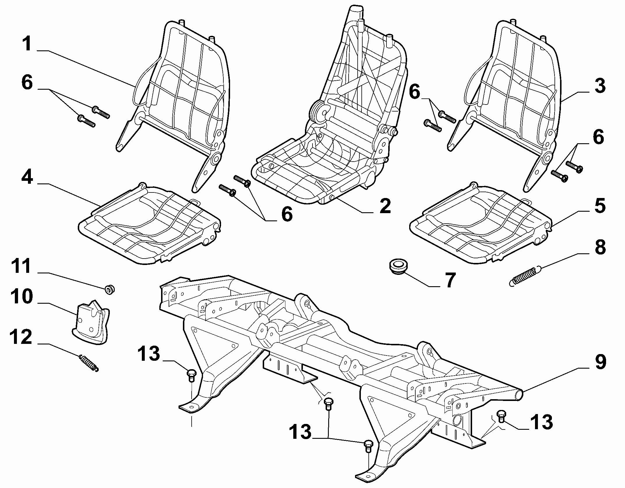70613-021 FIRST ROW REAR SEAT FRAMES