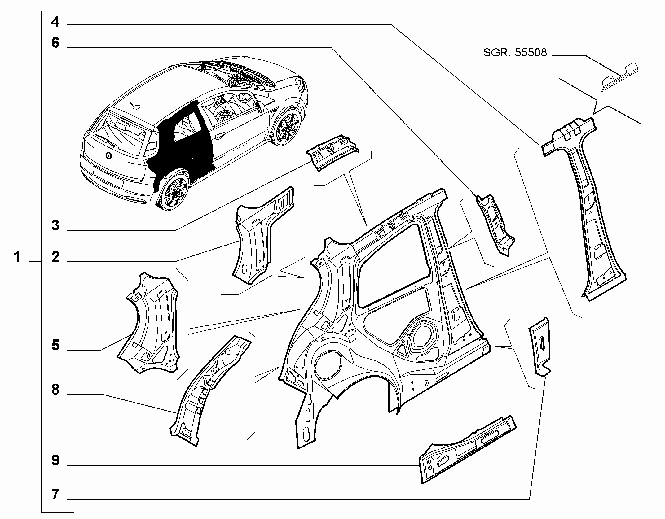 70004-010 REAR SIDE FRAME STRUCTURE