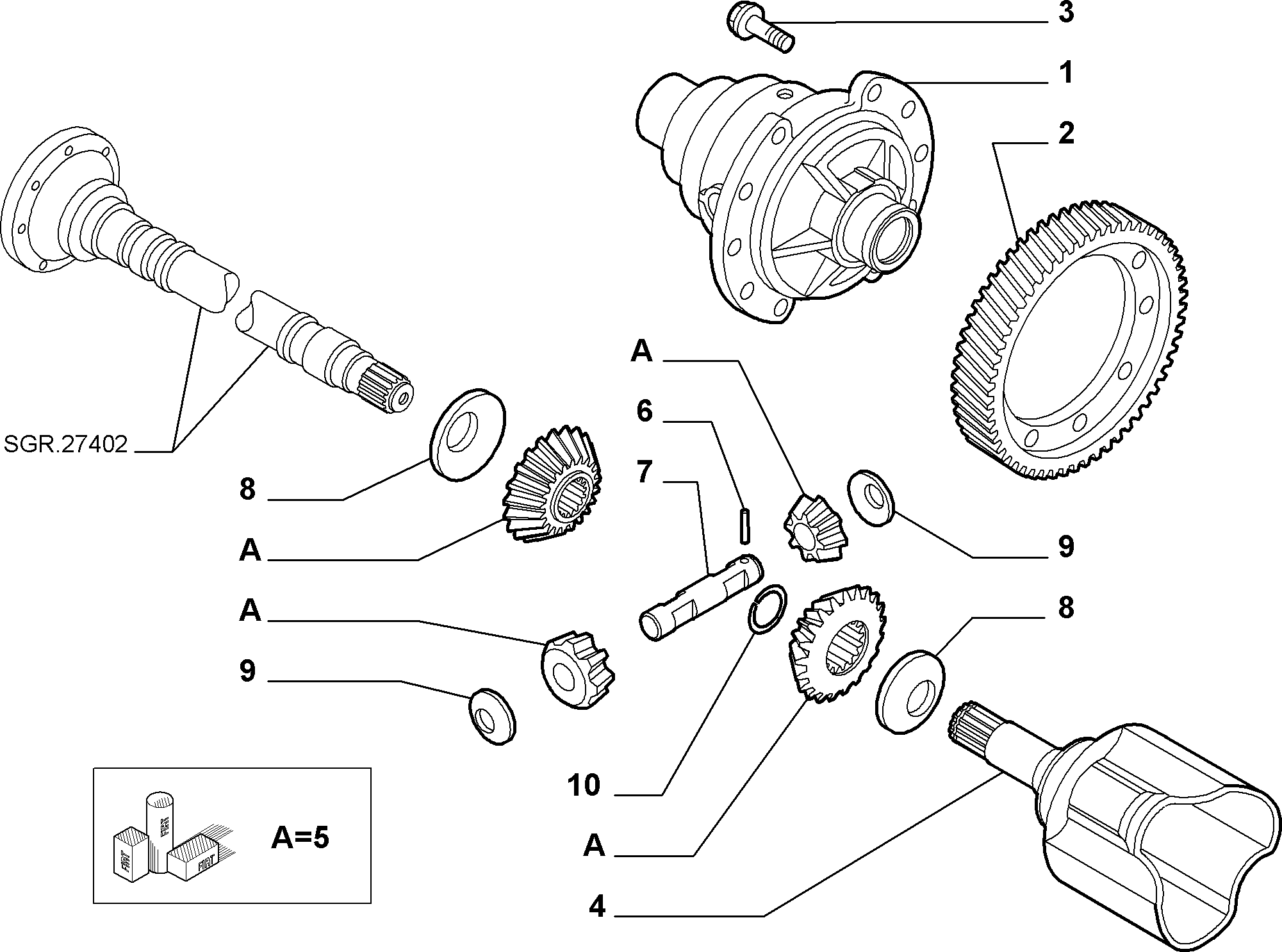 21220-020 CROWN WHEEL AND HALF CRANKSHAFT