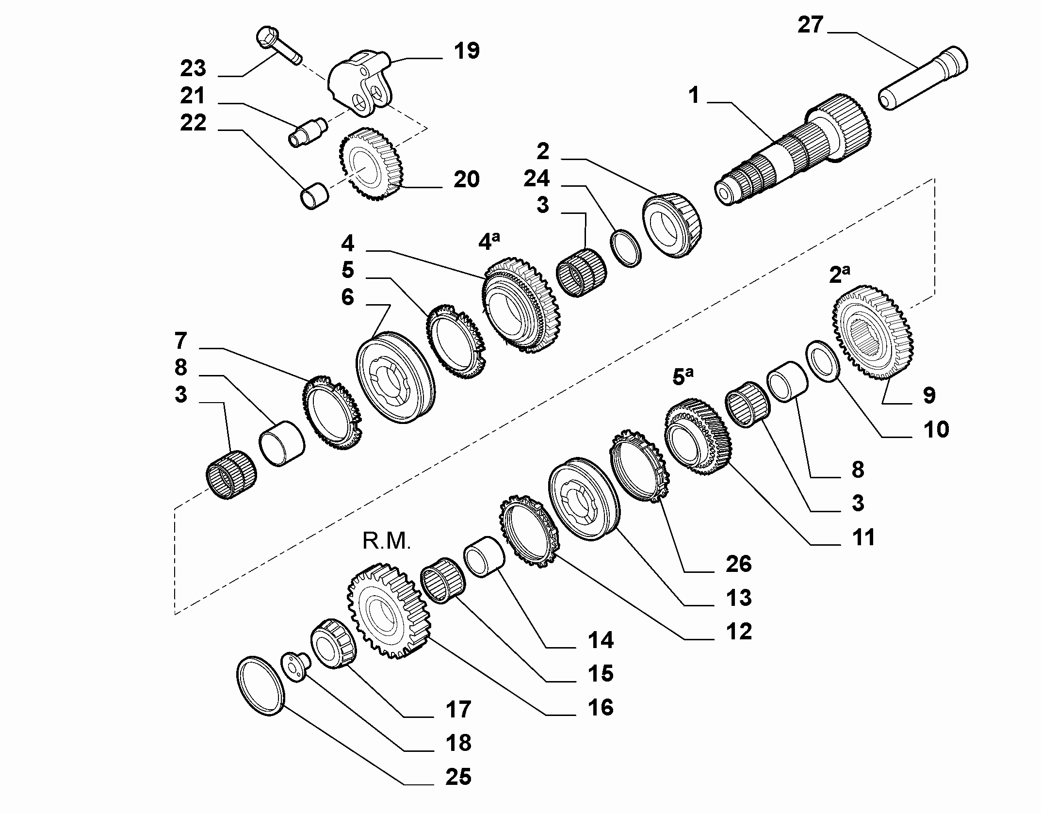 21215-031 UPPER SECONDARY SHAFT AND GEAR LEAD