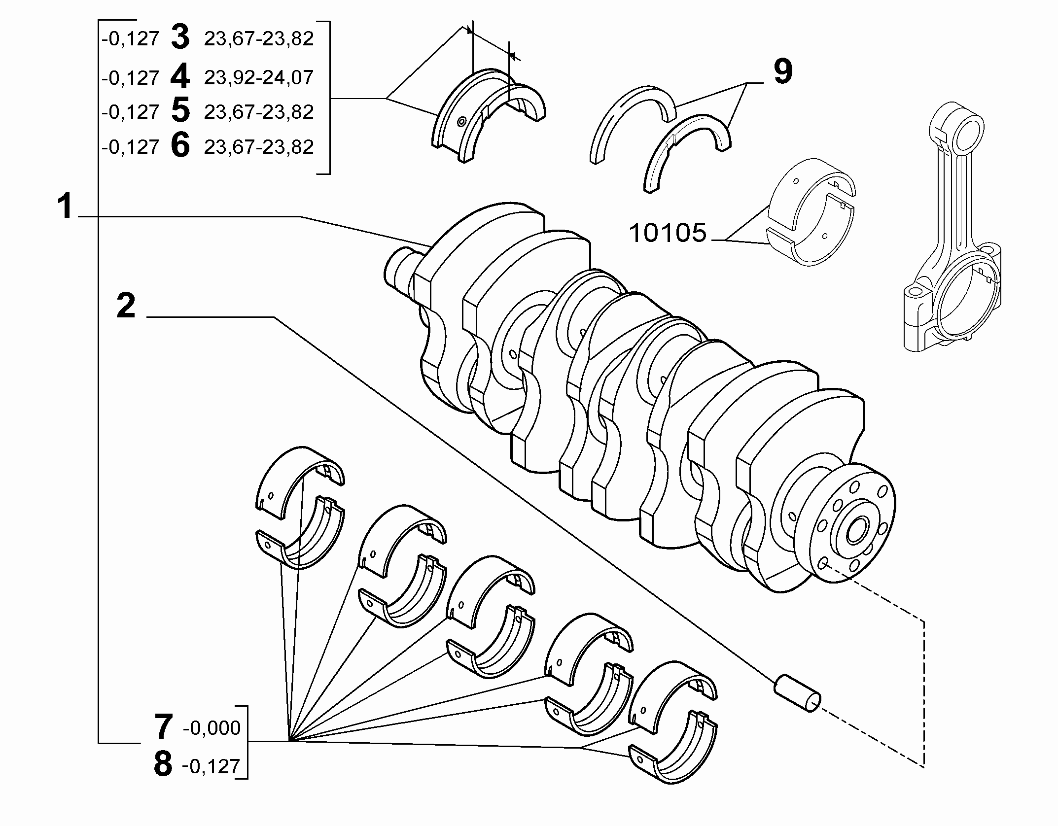 10103-010 ENGINE SHAFT AND HALF BEARING