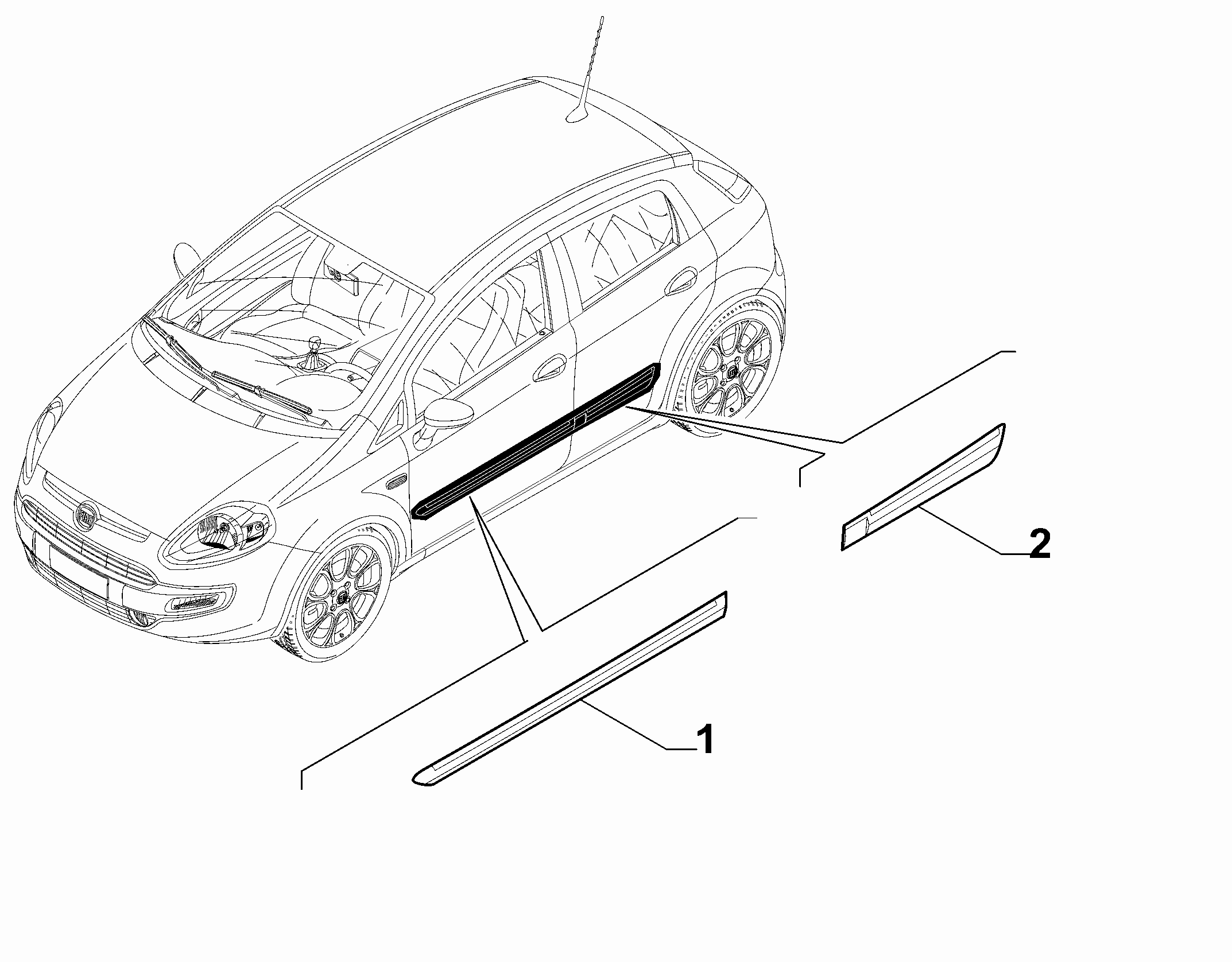 70712-060 DOOR AREA AND OUTER SIDE MOULDINGS (PILLARS EXCLUDED)