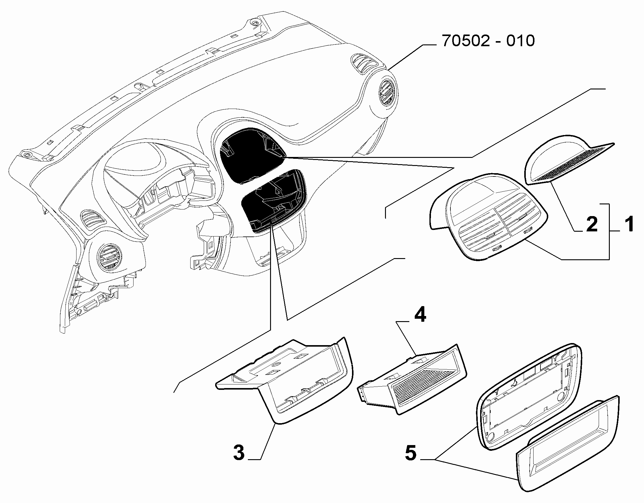 70502-020 DASHBOARD INSTRUMENT HOLDER DIALS