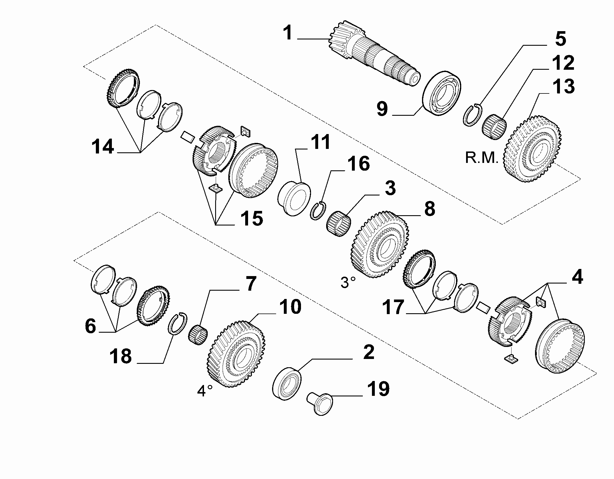 21215-031 UPPER SECONDARY SHAFT AND GEAR LEAD
