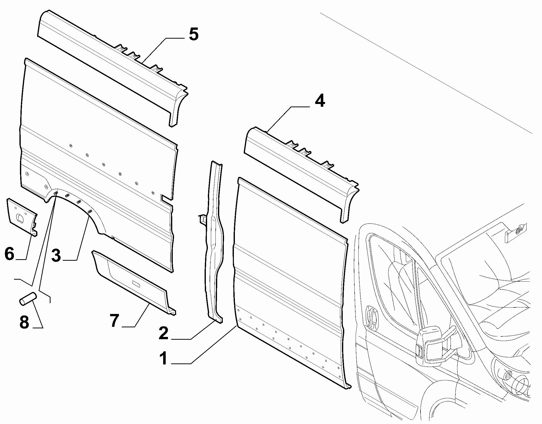 70020-040 OUTER SIDE PANEL FOR COMMERCIAL VEHICLES