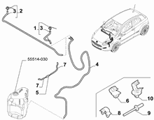 55514-040 FRONT AND REAR WIPER TUBING