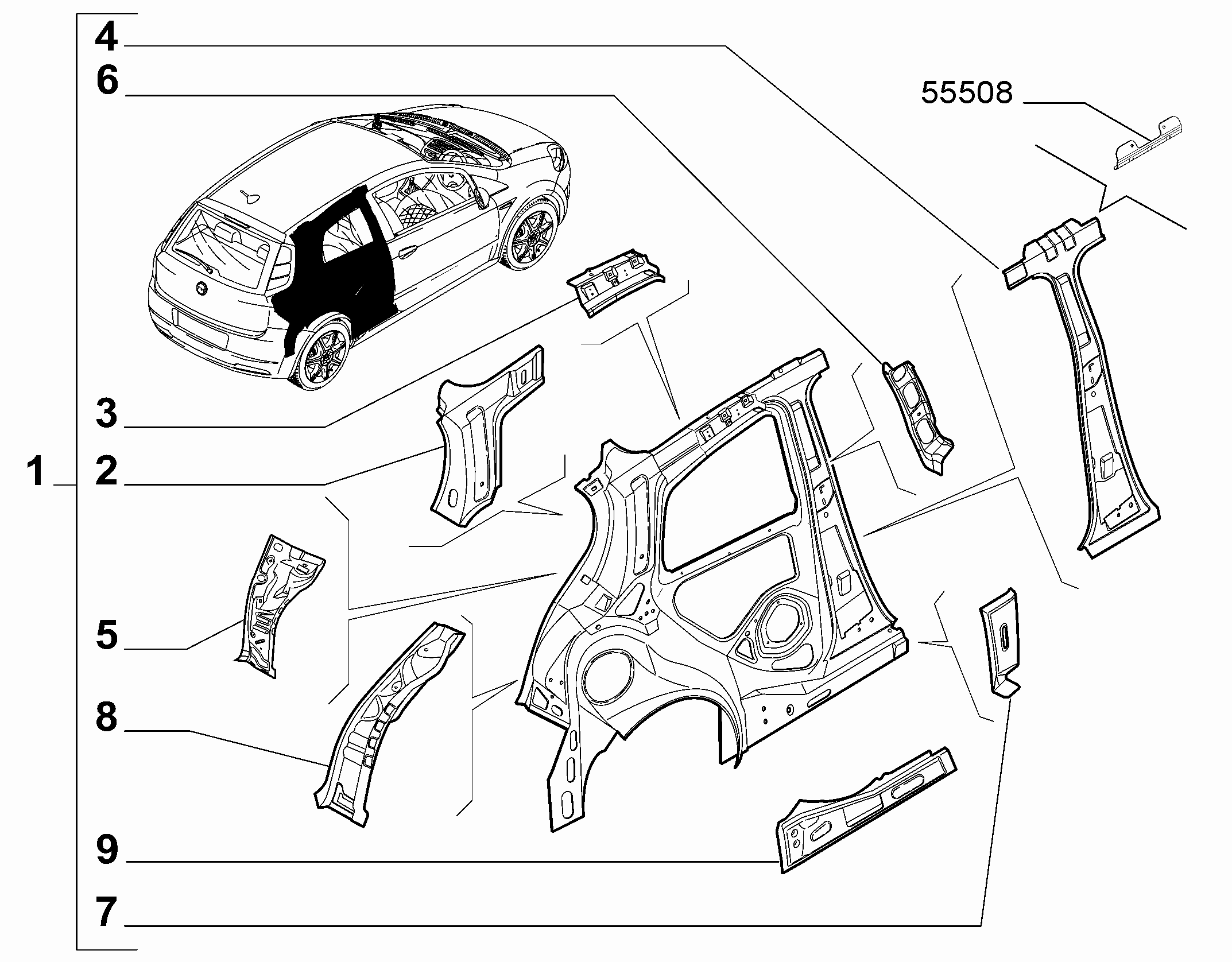 70004-010 REAR SIDE FRAME STRUCTURE