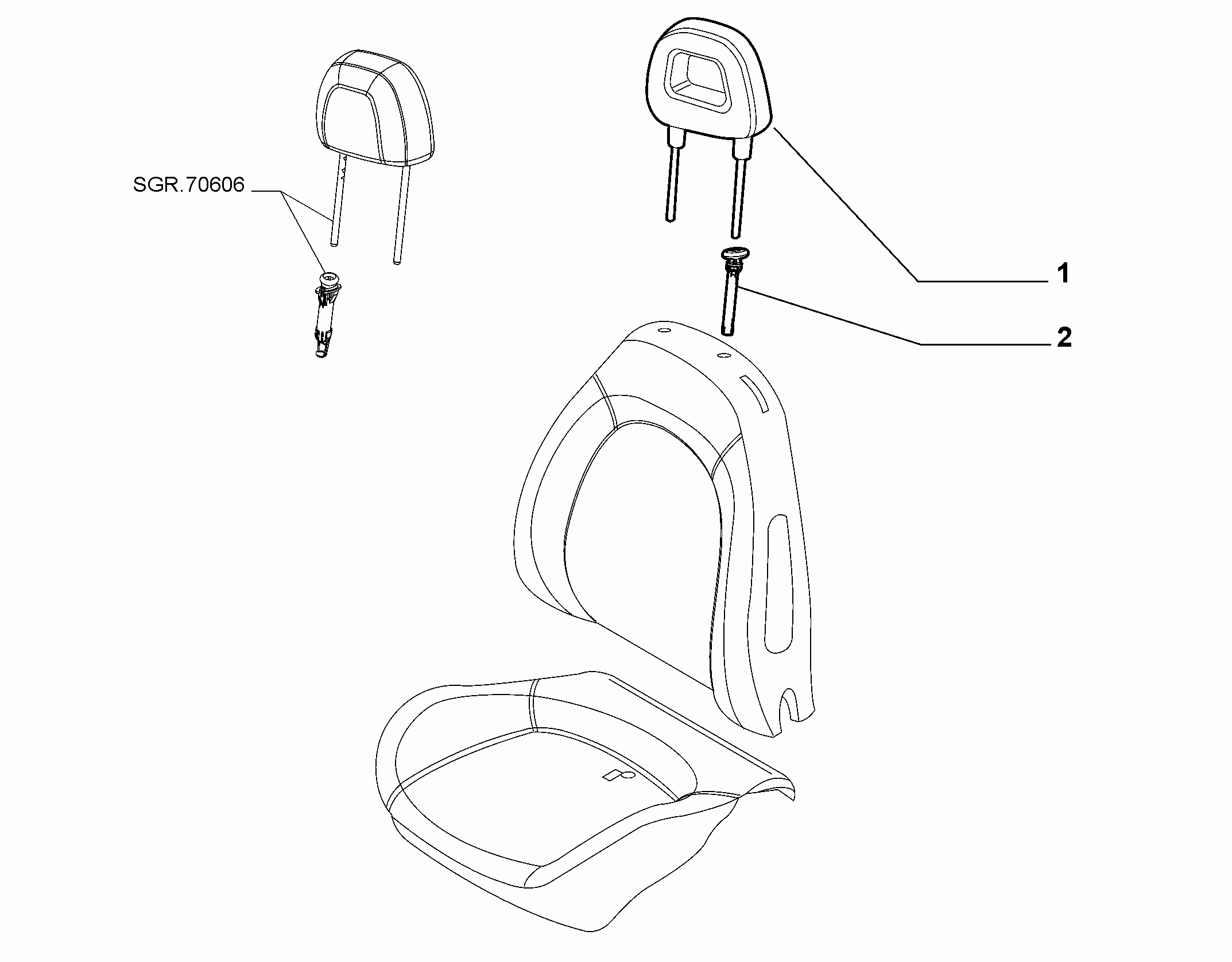70601-070 FRONT SEAT HEADREST & ARMREST PADDING