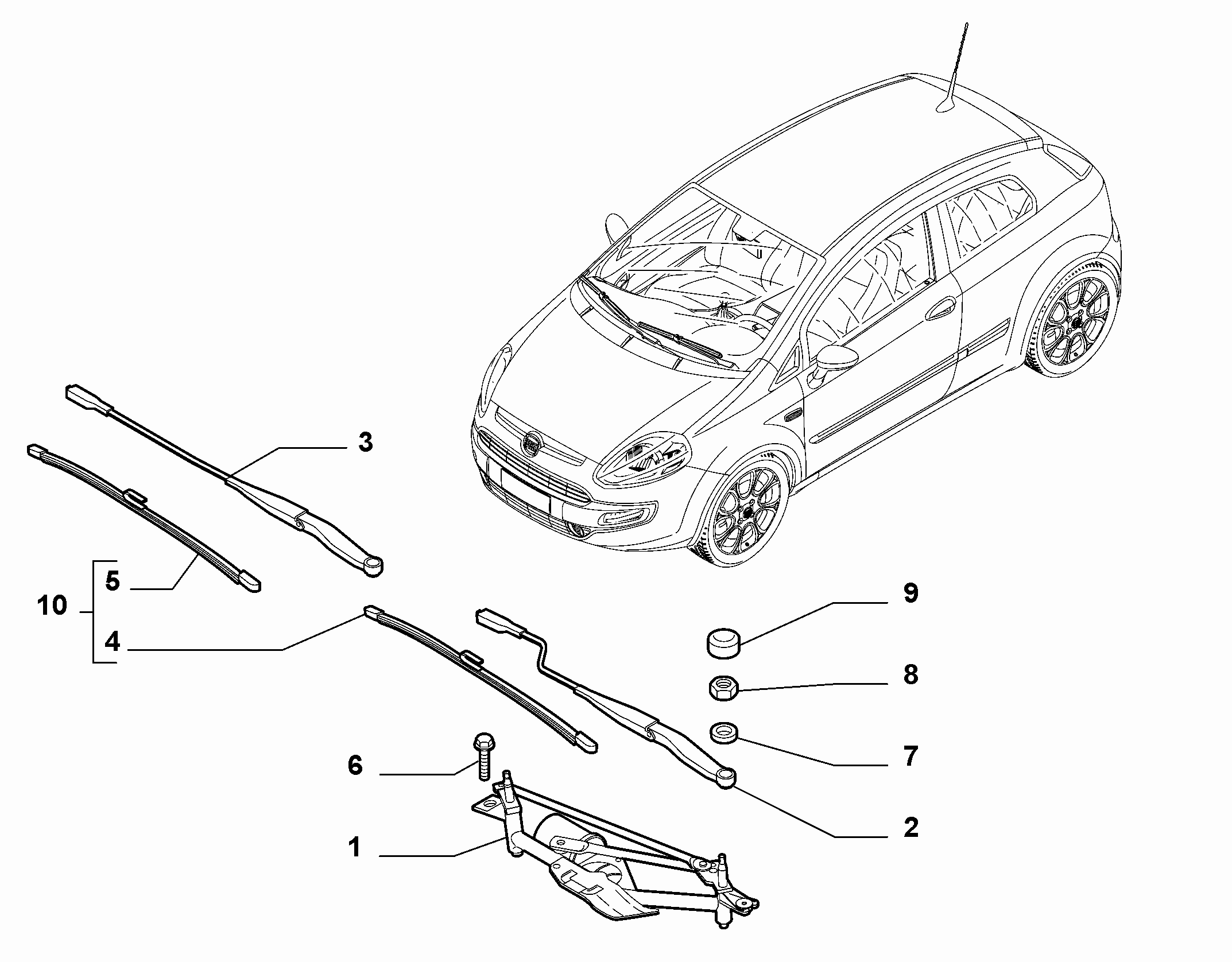55514-010 WIPERS - ARM, BRUSHES AND MOTOR