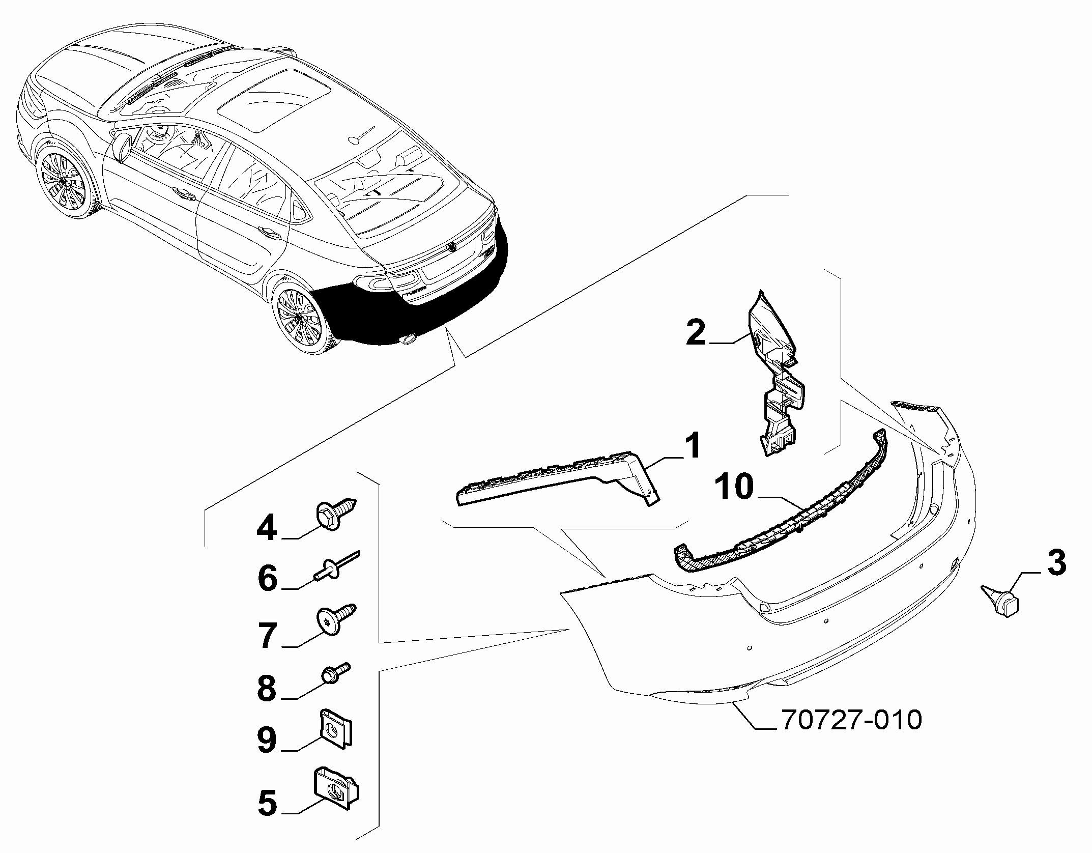 70727-020 REAR BUMPER CLAMPS