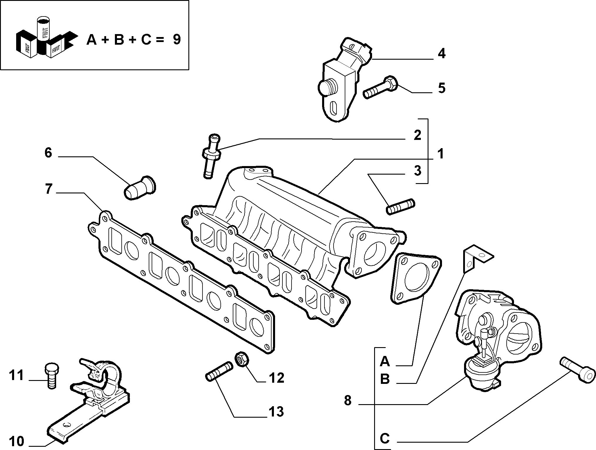 10255-010 INTAKE MANIFOLD AND BUTTERFLY CLIPS