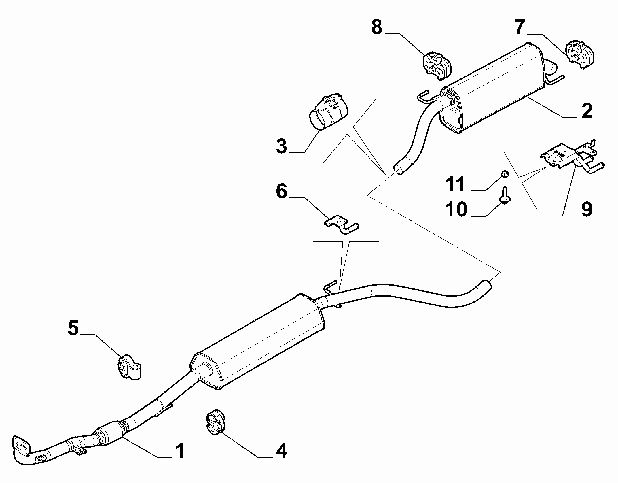 10258-030 REAR AND CENTRAL PIPES