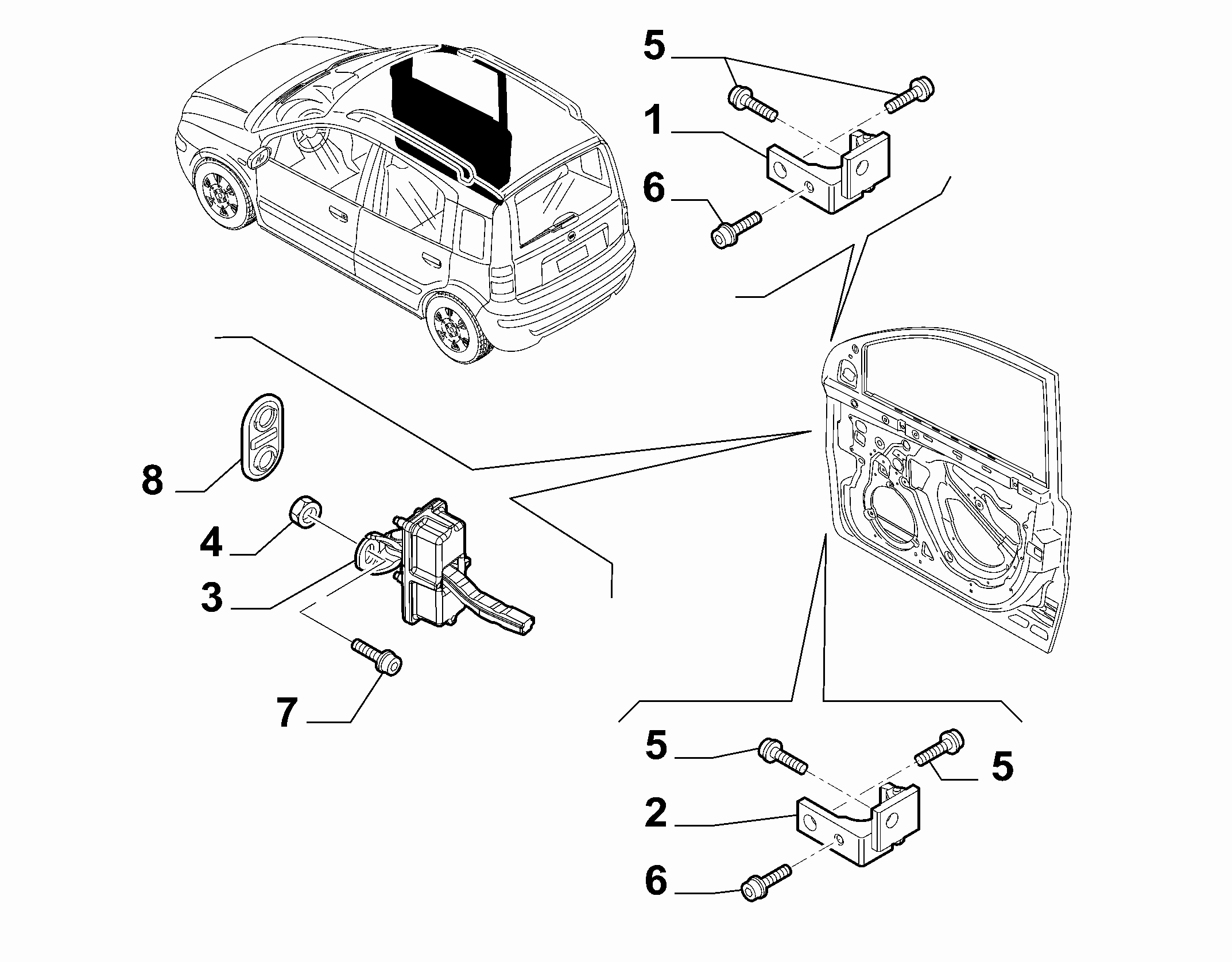70129-020 FRONT SIDE DOOR HINGE AND SCREW