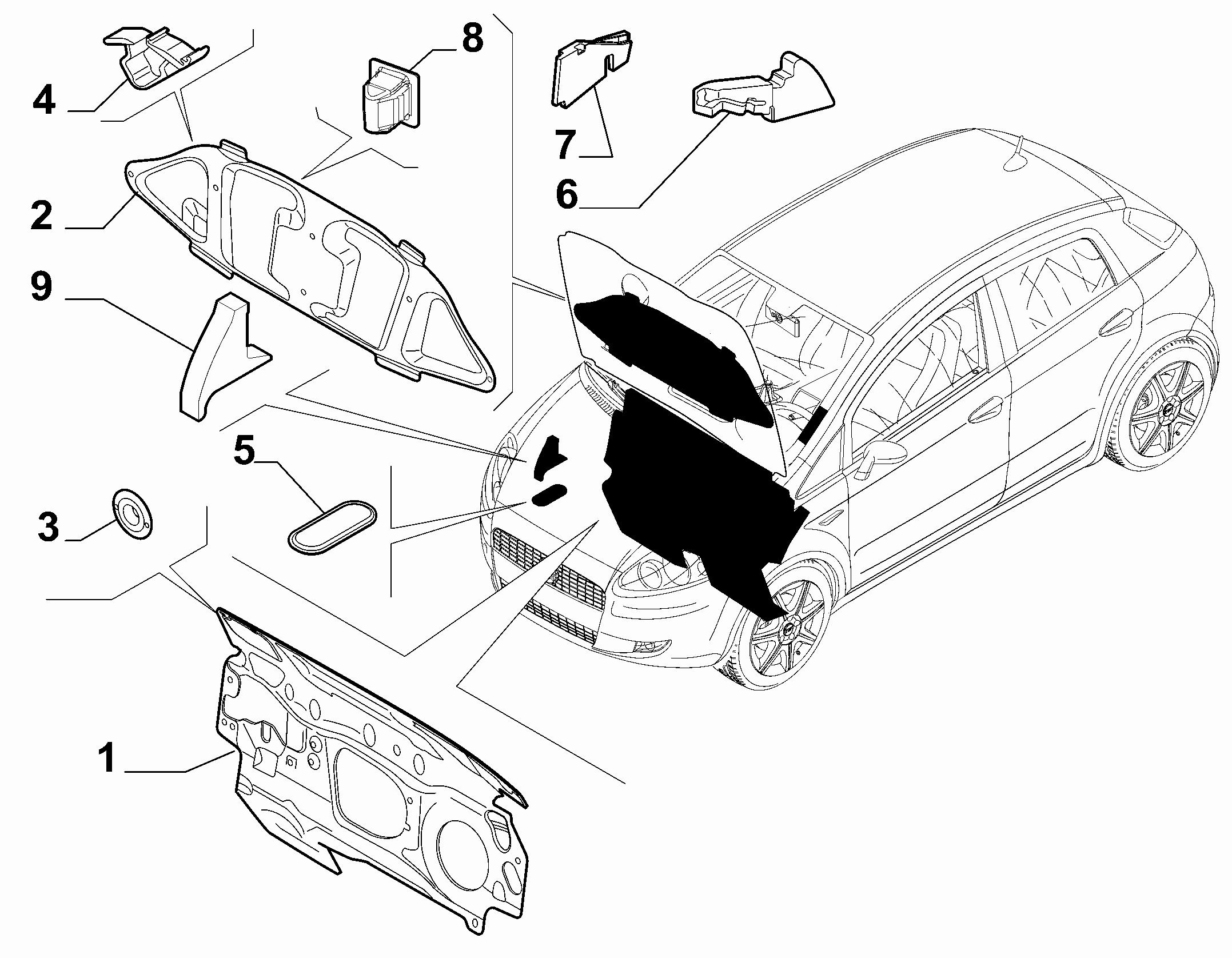 70522-010 BONNET AND ENGINE PADDING AND INSULATION