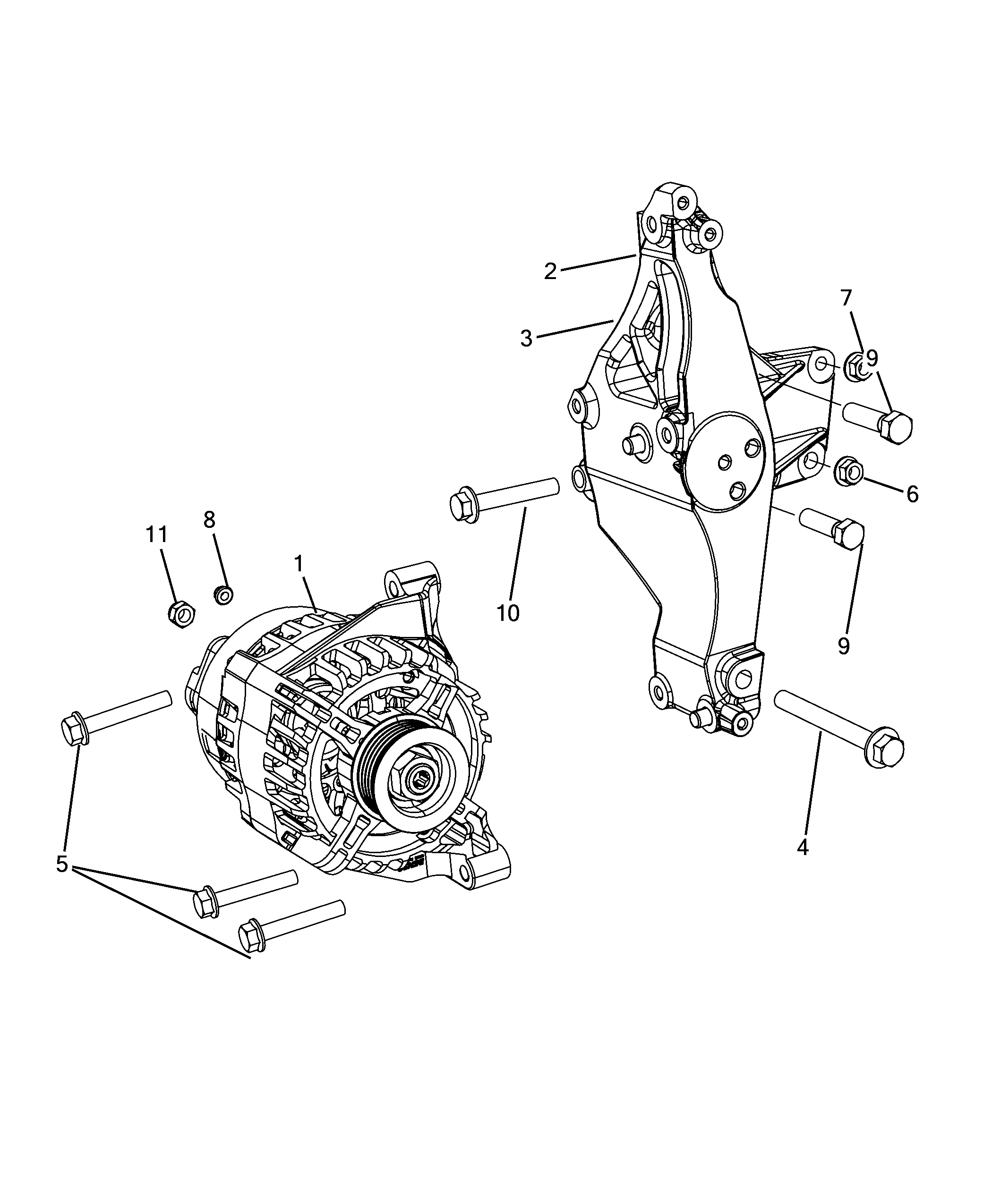 55301-010 ALTERNATOR AND MOUNTING