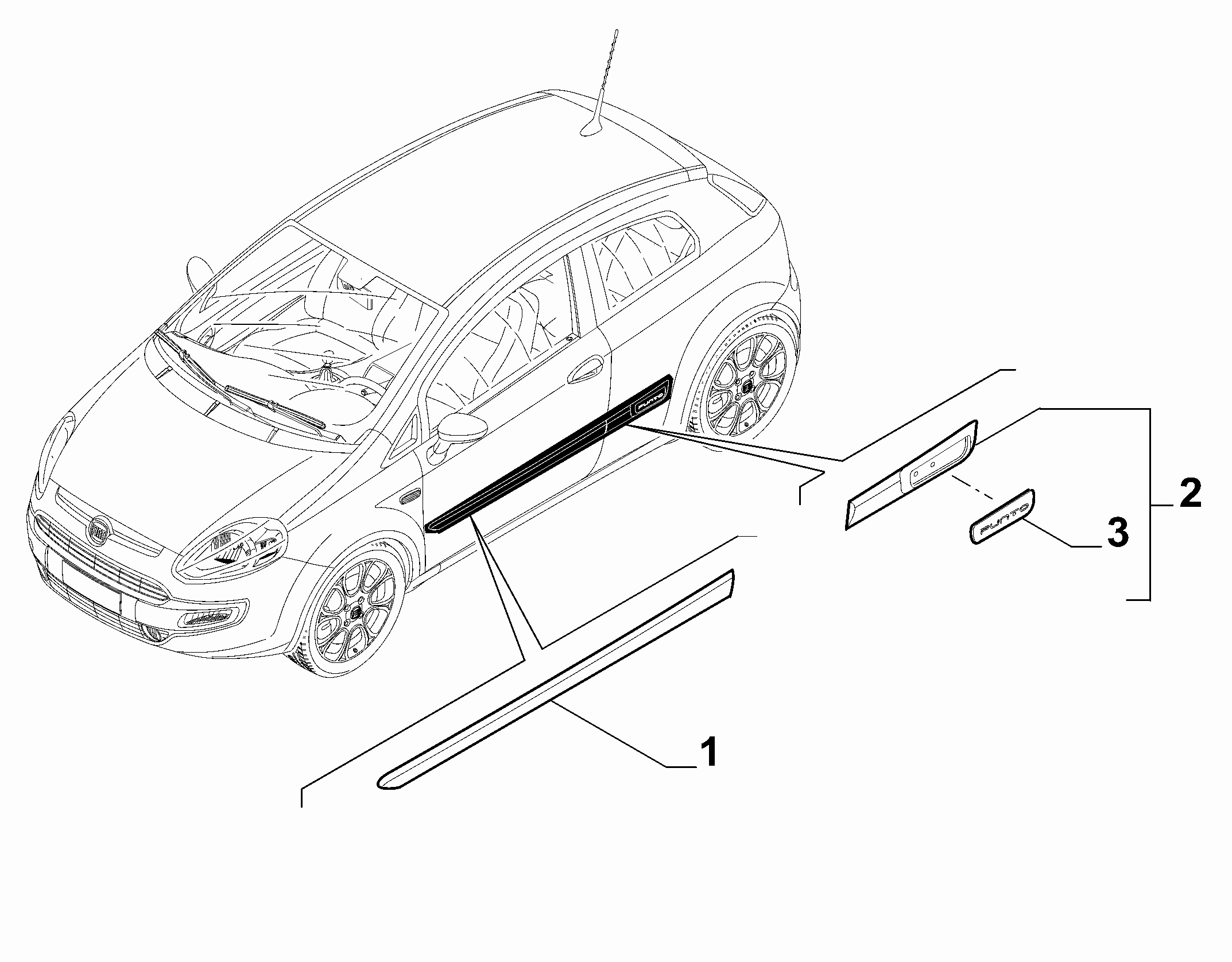 70712-060 DOOR AREA AND OUTER SIDE MOULDINGS (PILLARS EXCLUDED)
