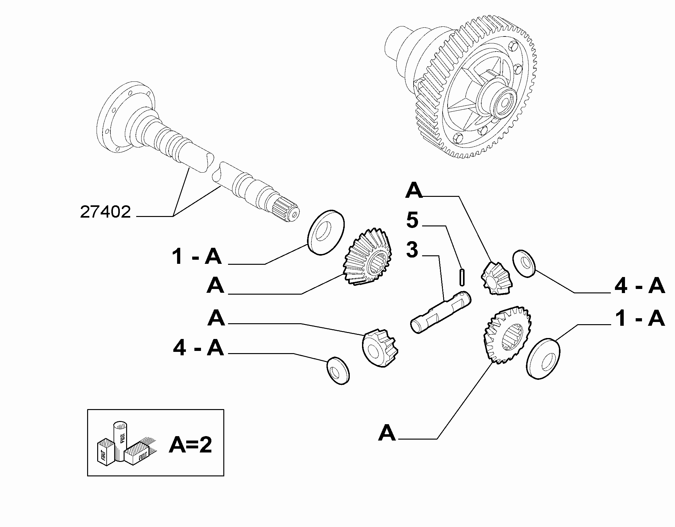 21220-020 CROWN WHEEL AND HALF CRANKSHAFT
