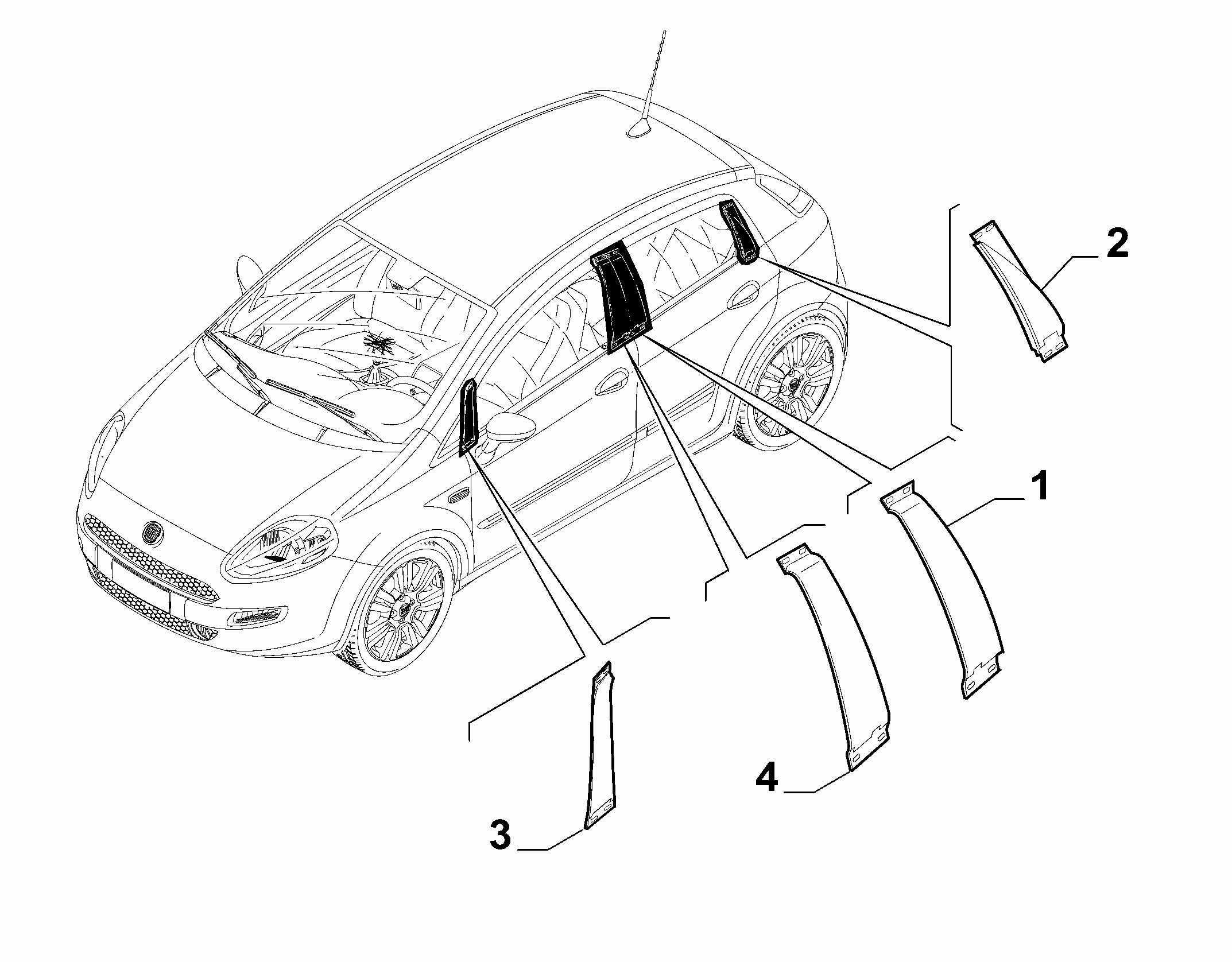 70712-050 OUTER SIDE MOULDINGS, PILLAR AREA