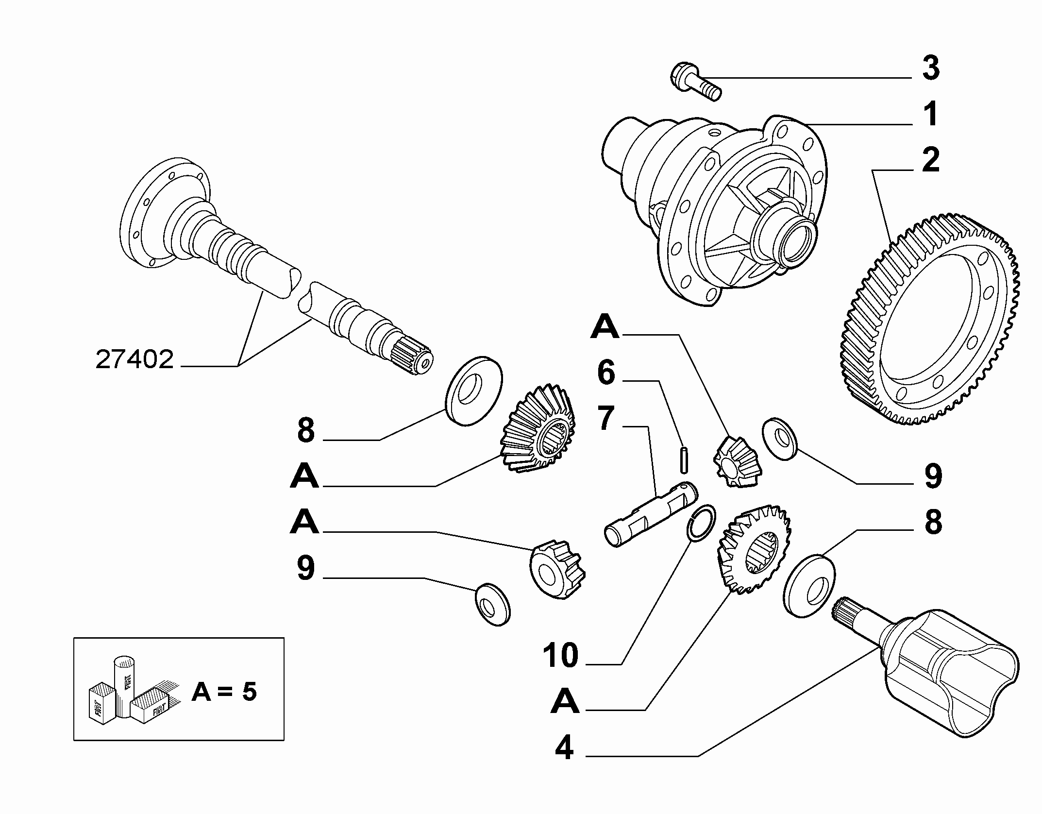 21220-020 CROWN WHEEL AND HALF CRANKSHAFT