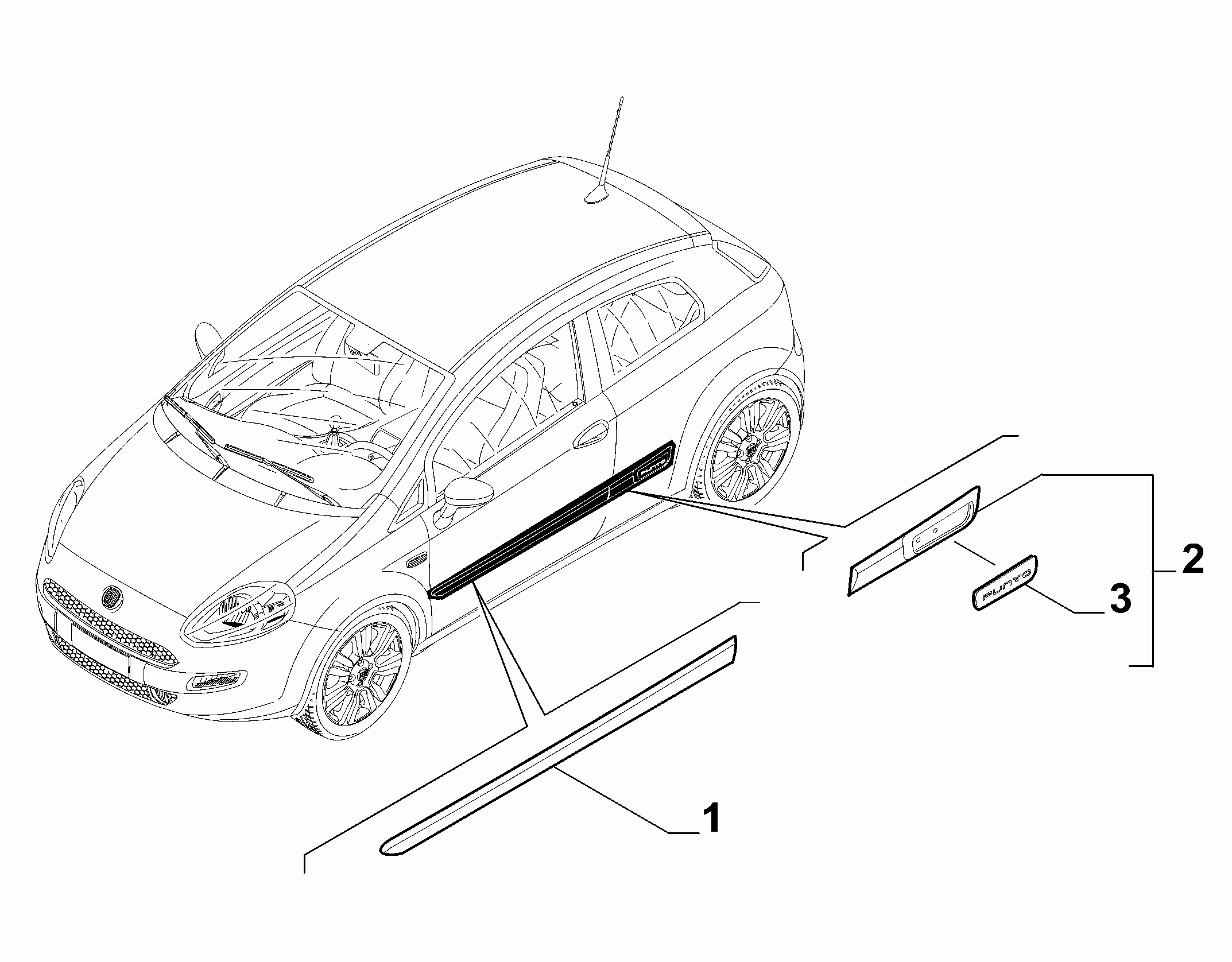 70712-060 DOOR AREA AND OUTER SIDE MOULDINGS (PILLARS EXCLUDED)