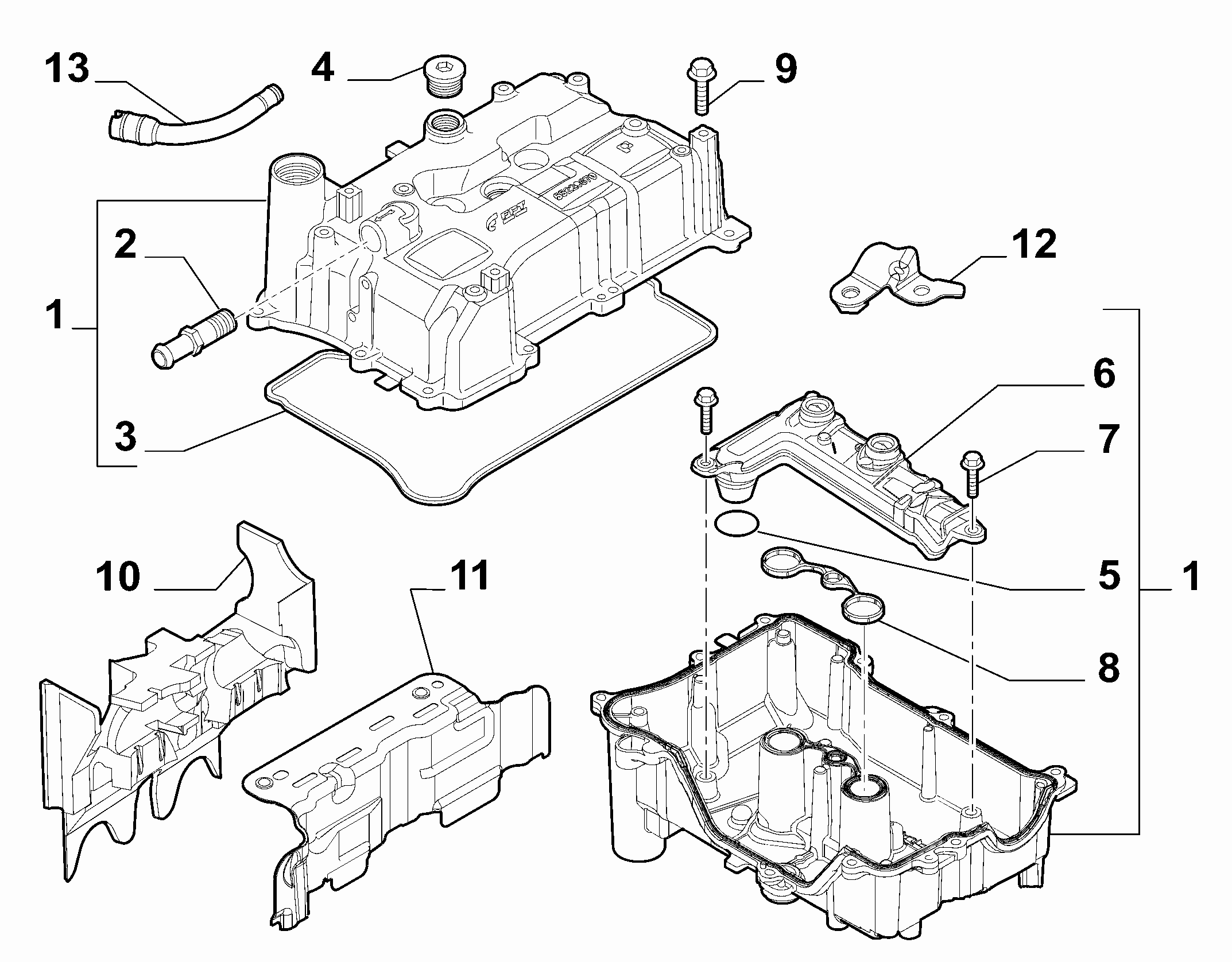 10101-030 CYLINDER HEAD AND GASKET COVERS