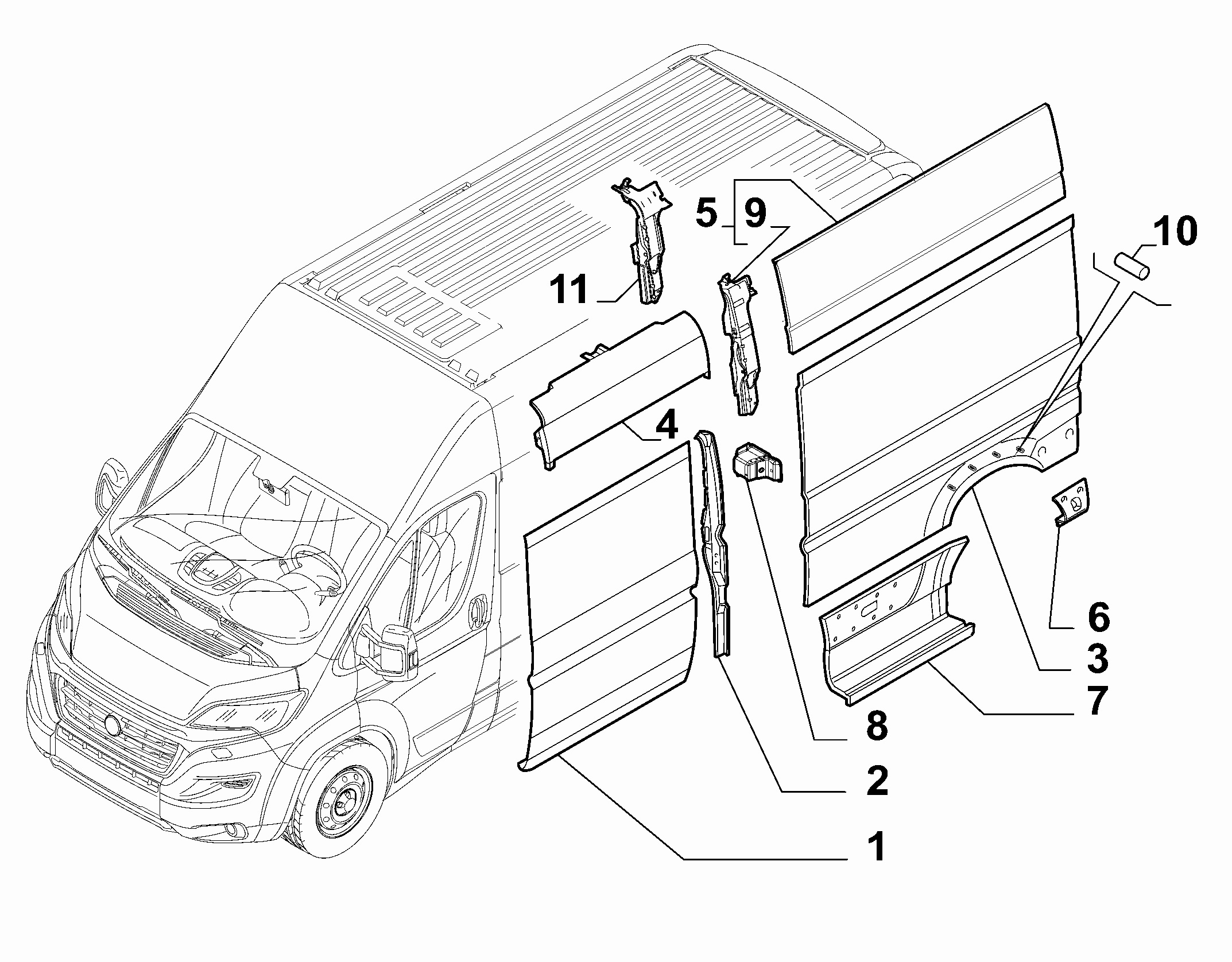 70020-040 OUTER SIDE PANEL FOR COMMERCIAL VEHICLES