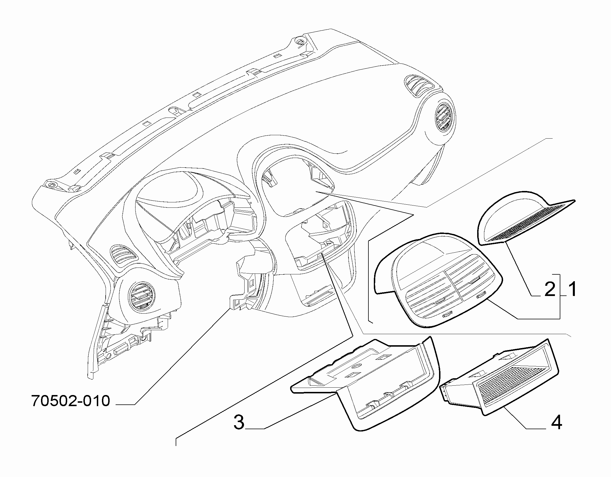 70502-020 DASHBOARD INSTRUMENT HOLDER DIALS