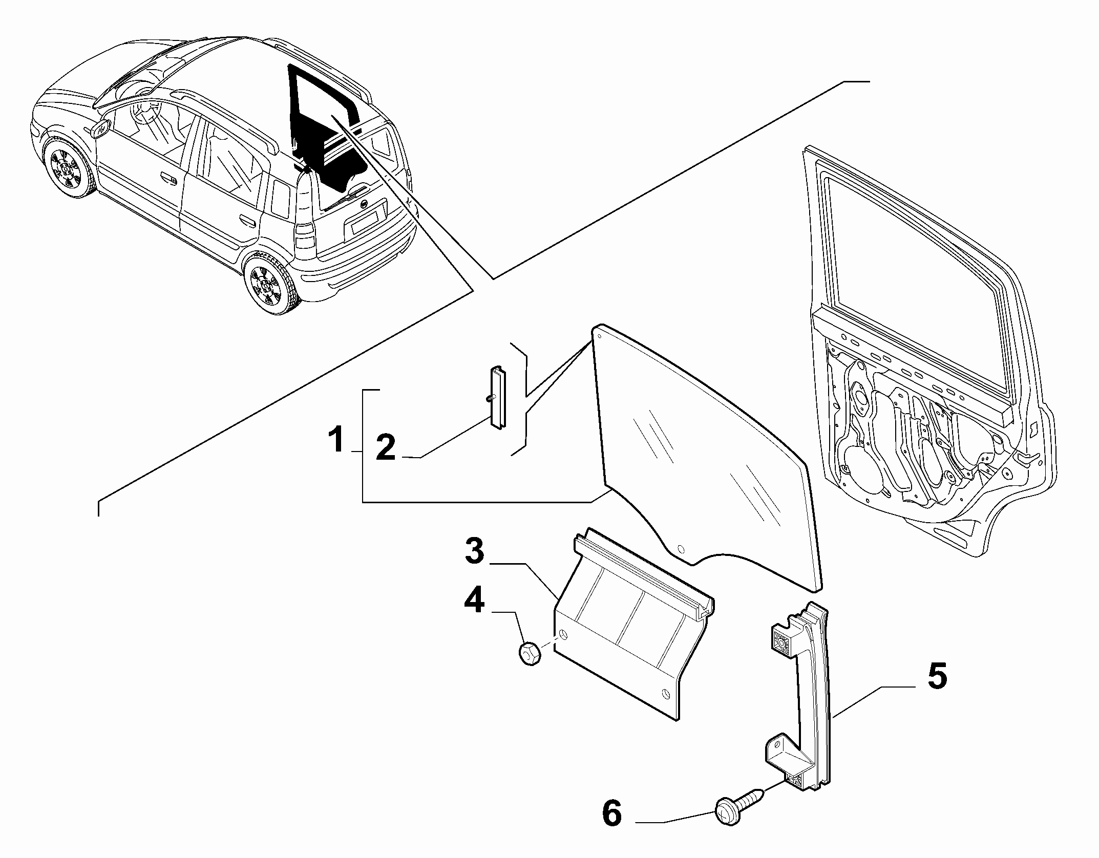 70136-030 REAR WINDOW AND CHANNEL RUNNER
