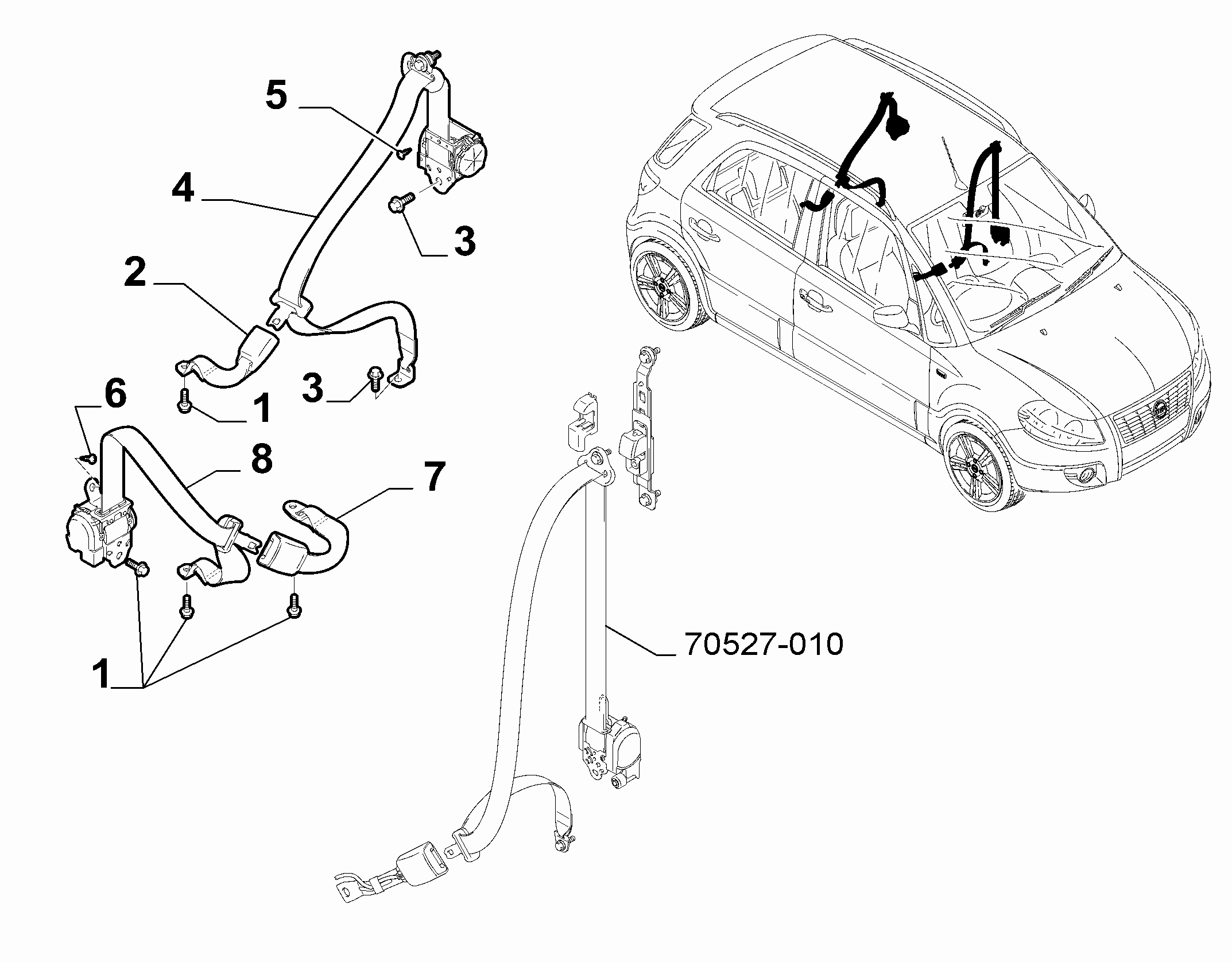 70527-020 REAR SEAT BELTS