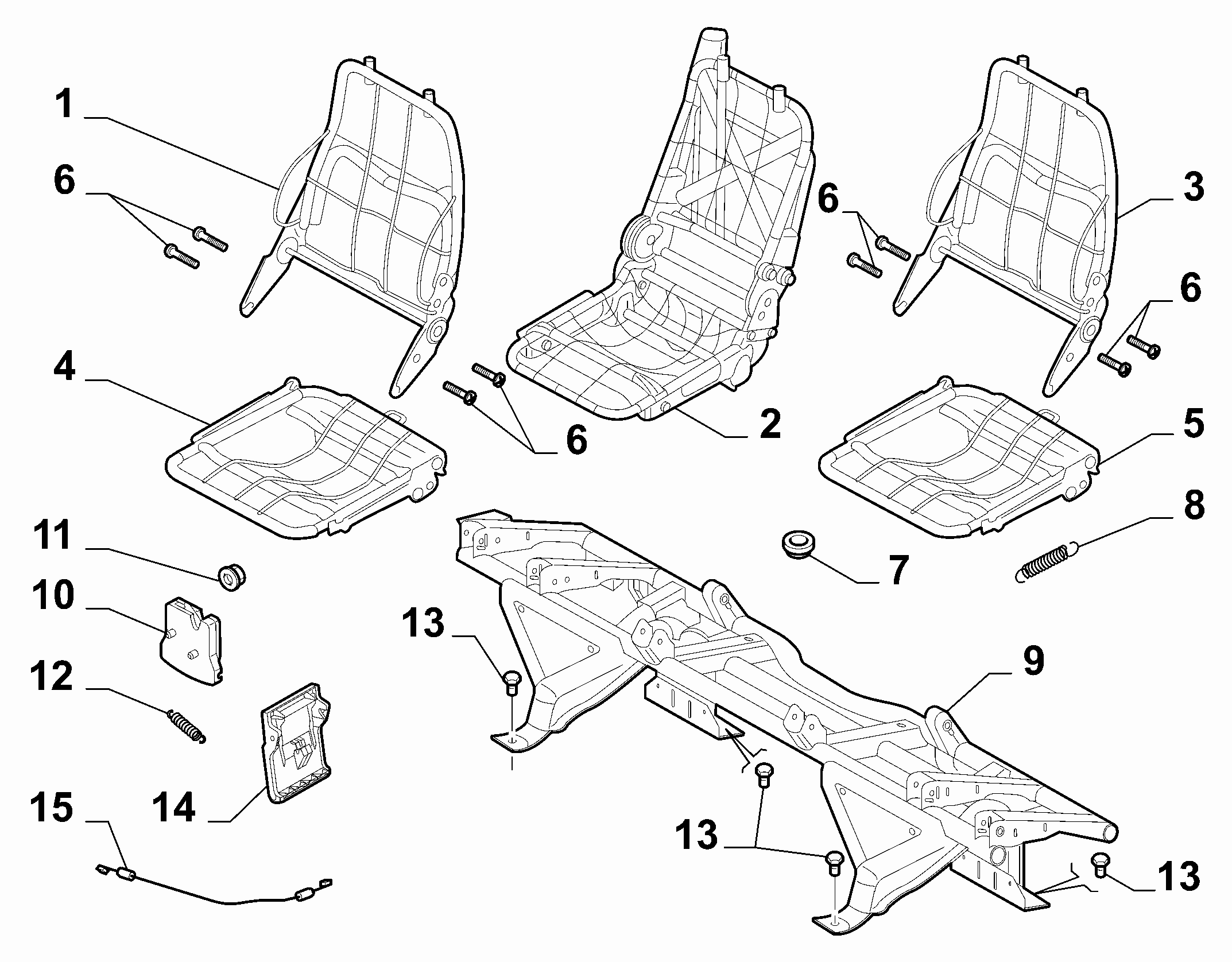 70613-021 FIRST ROW REAR SEAT FRAMES