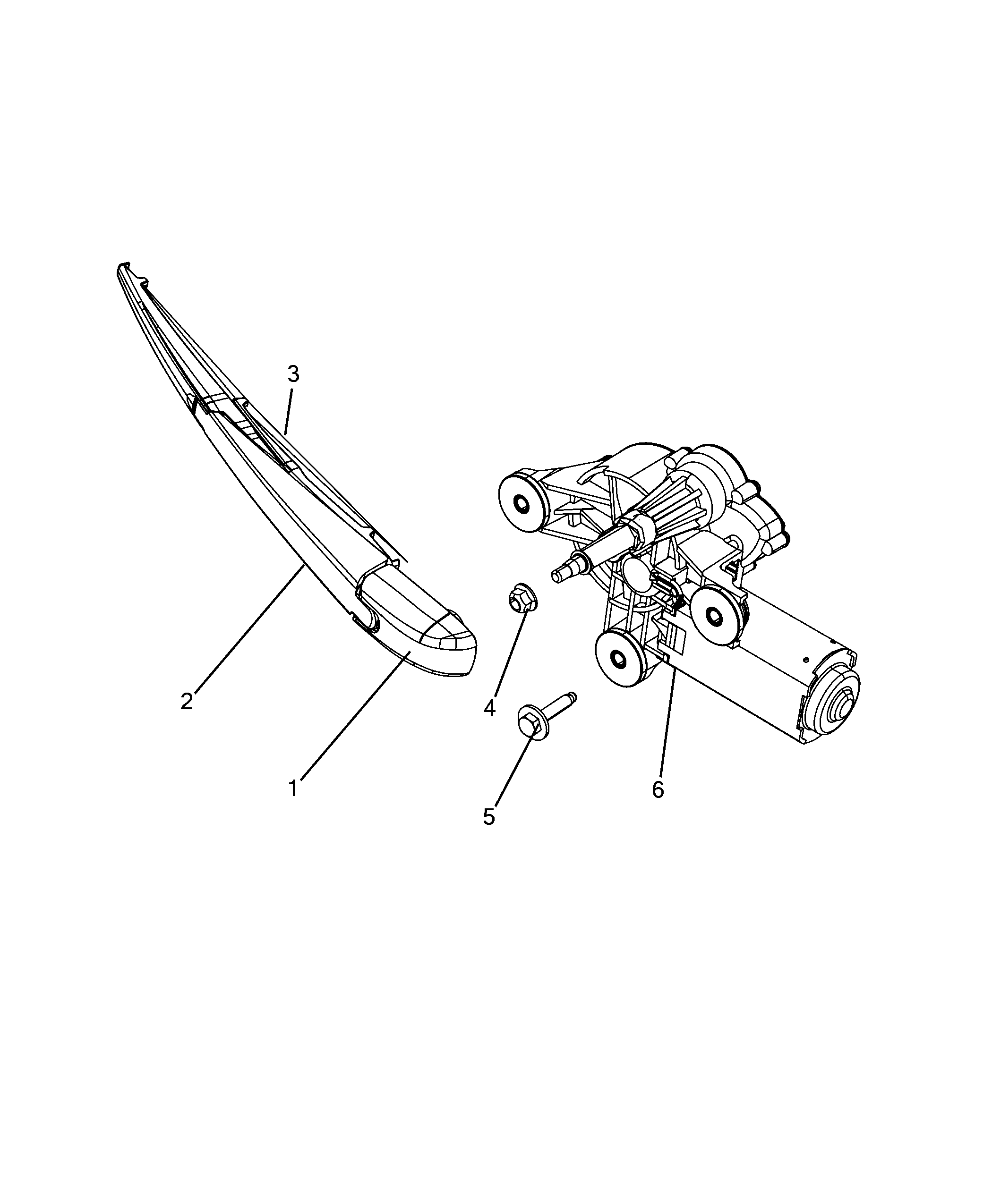 55514-020 REAR WIPERS - ARM, BRUSHES AND MOTOR