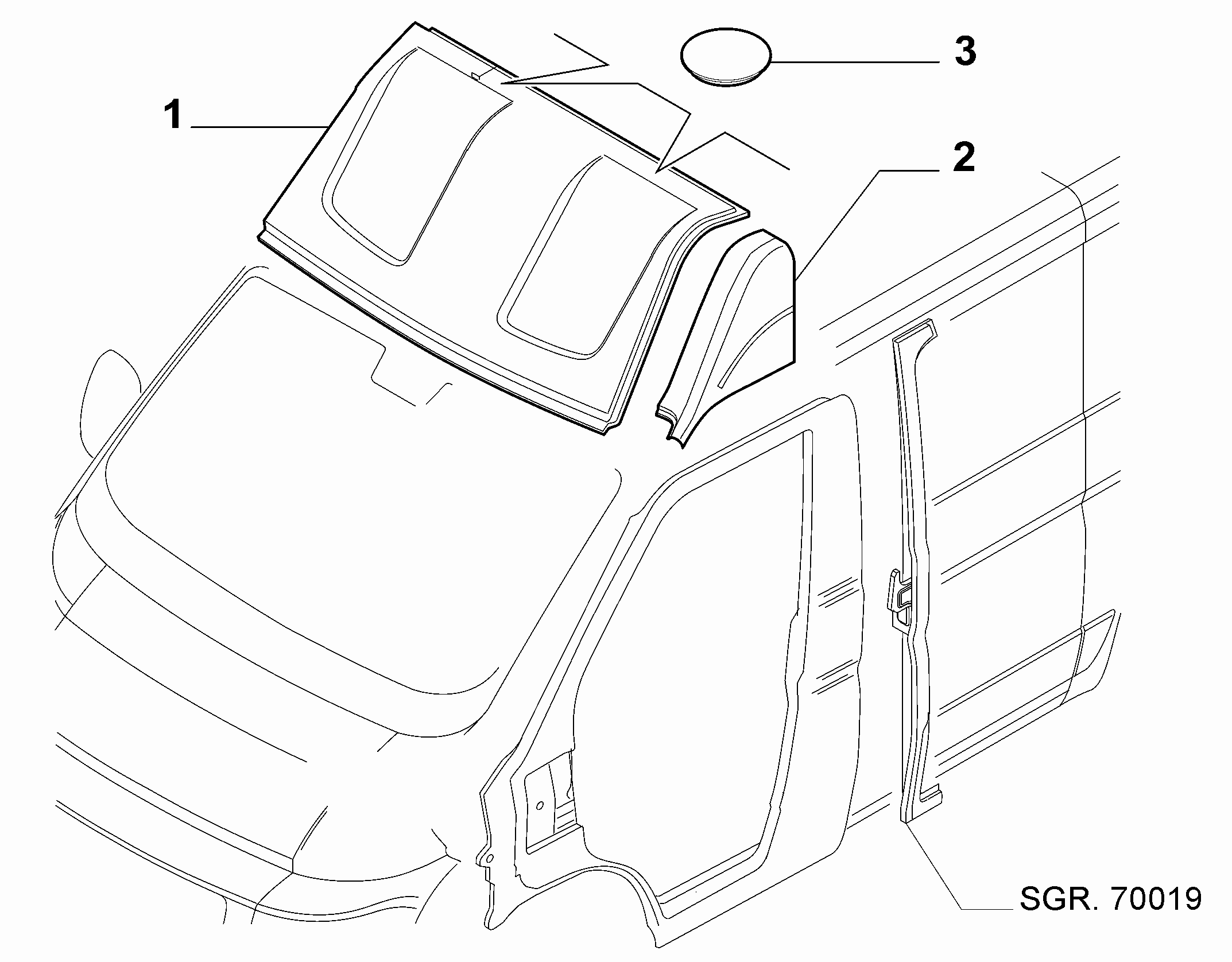 70018-020 ROOF FOR COMMERCIAL VEHICLES